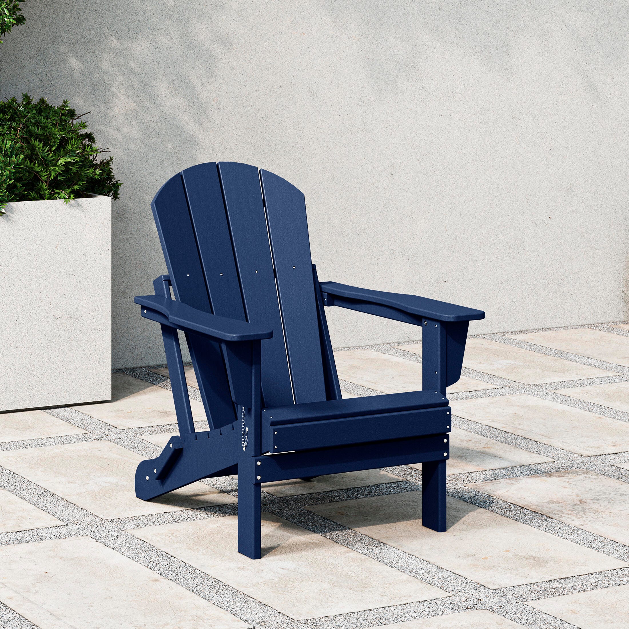 Westin Outdoor  Folding Outdoor Poly Adirondack Chair, Navy, large