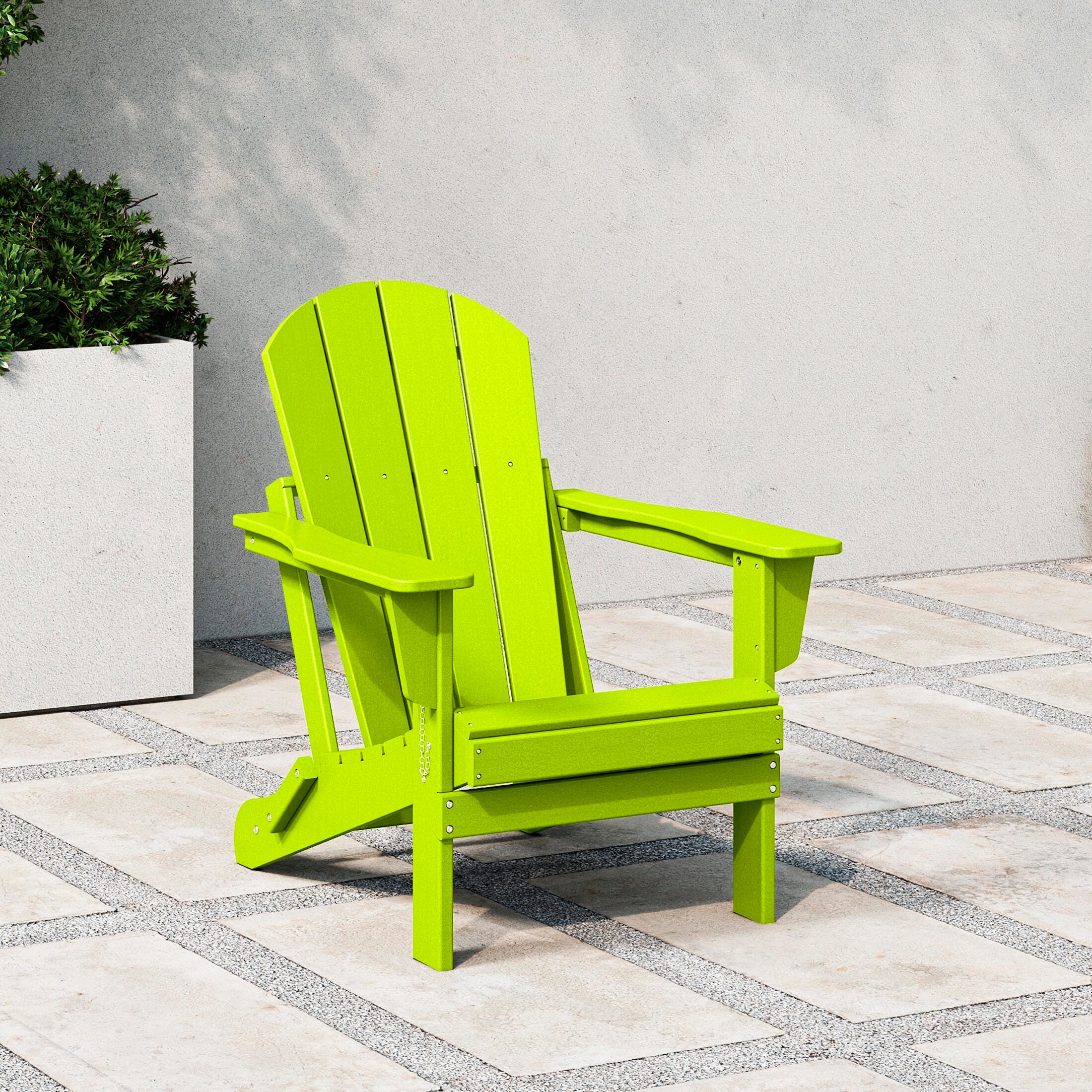 Westin Outdoor Folding Outdoor Poly Adirondack Chair, Lime, large