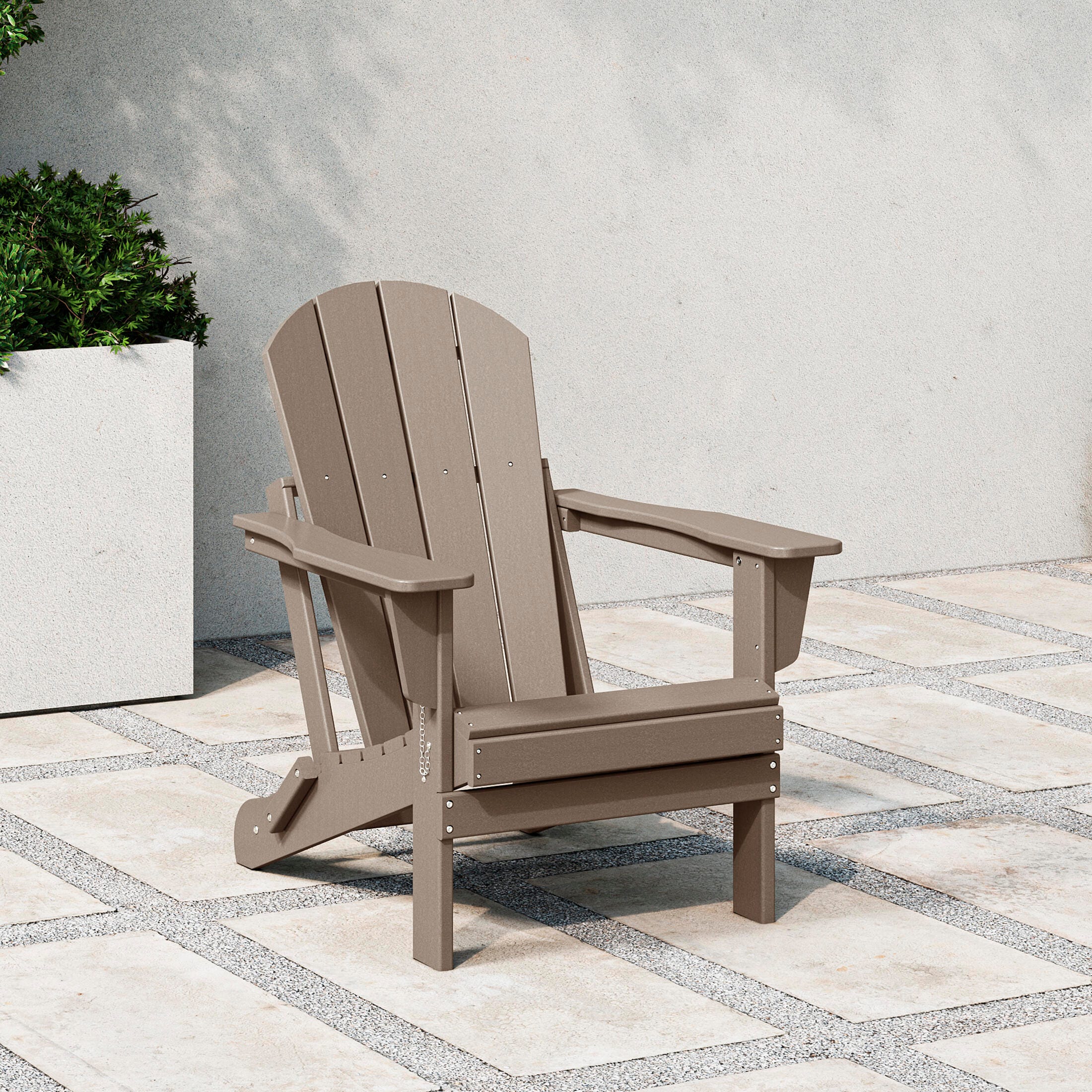 Westin Outdoor Folding Outdoor Poly Adirondack Chair, Beige, rollover