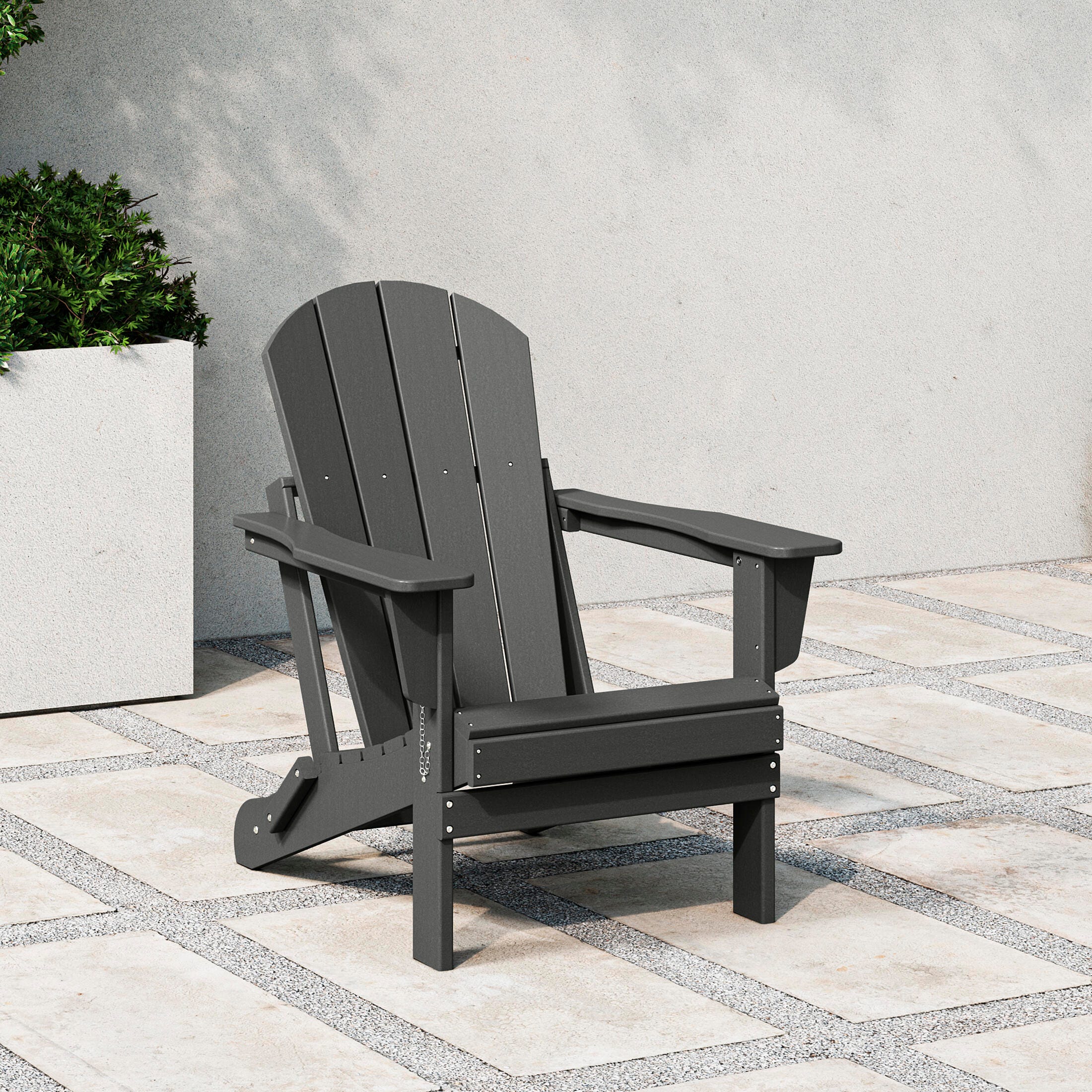 Westin Outdoor  Folding Outdoor Poly Adirondack Chair, Gray, rollover