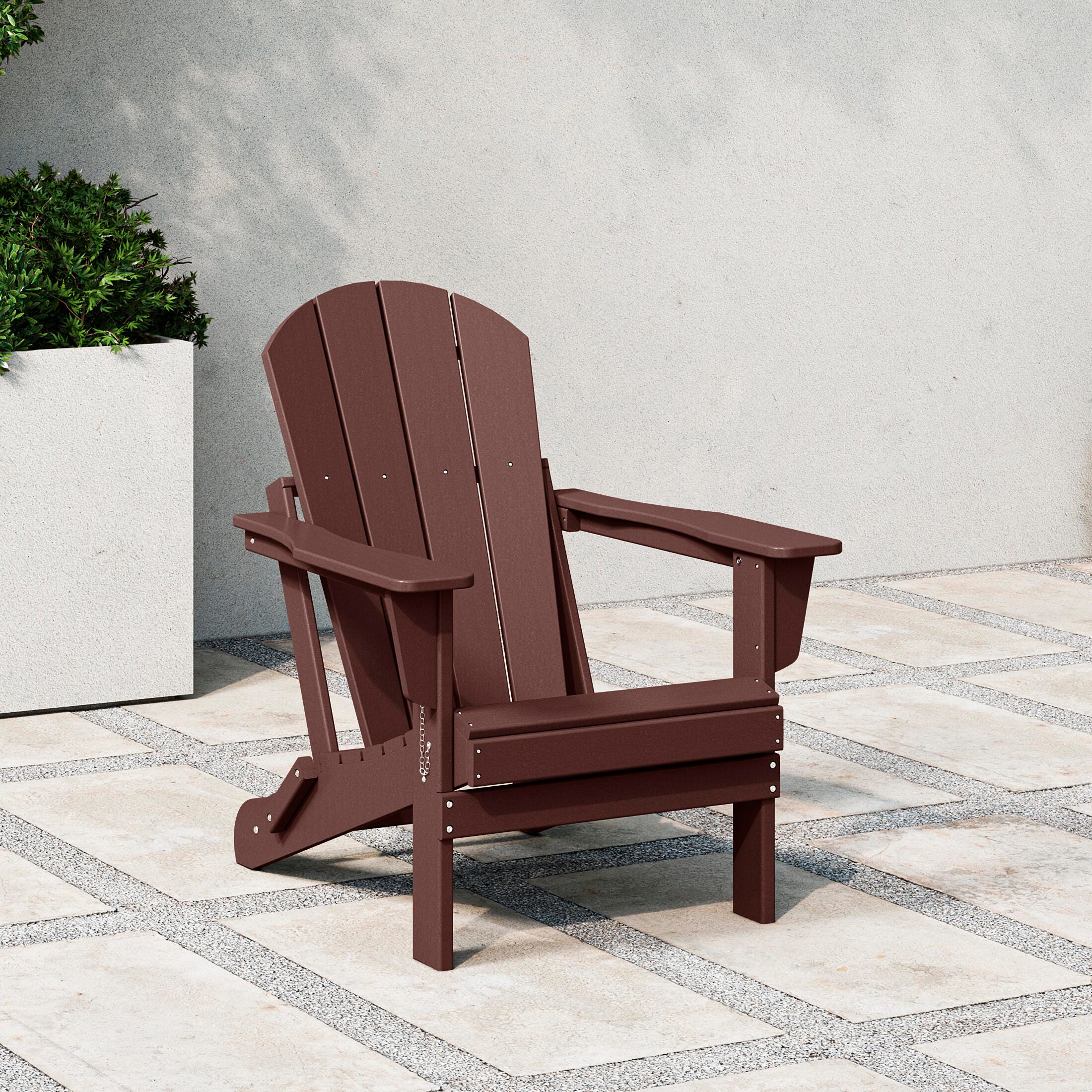 Westin Outdoor  Folding Outdoor Poly Adirondack Chair, Brown, rollover