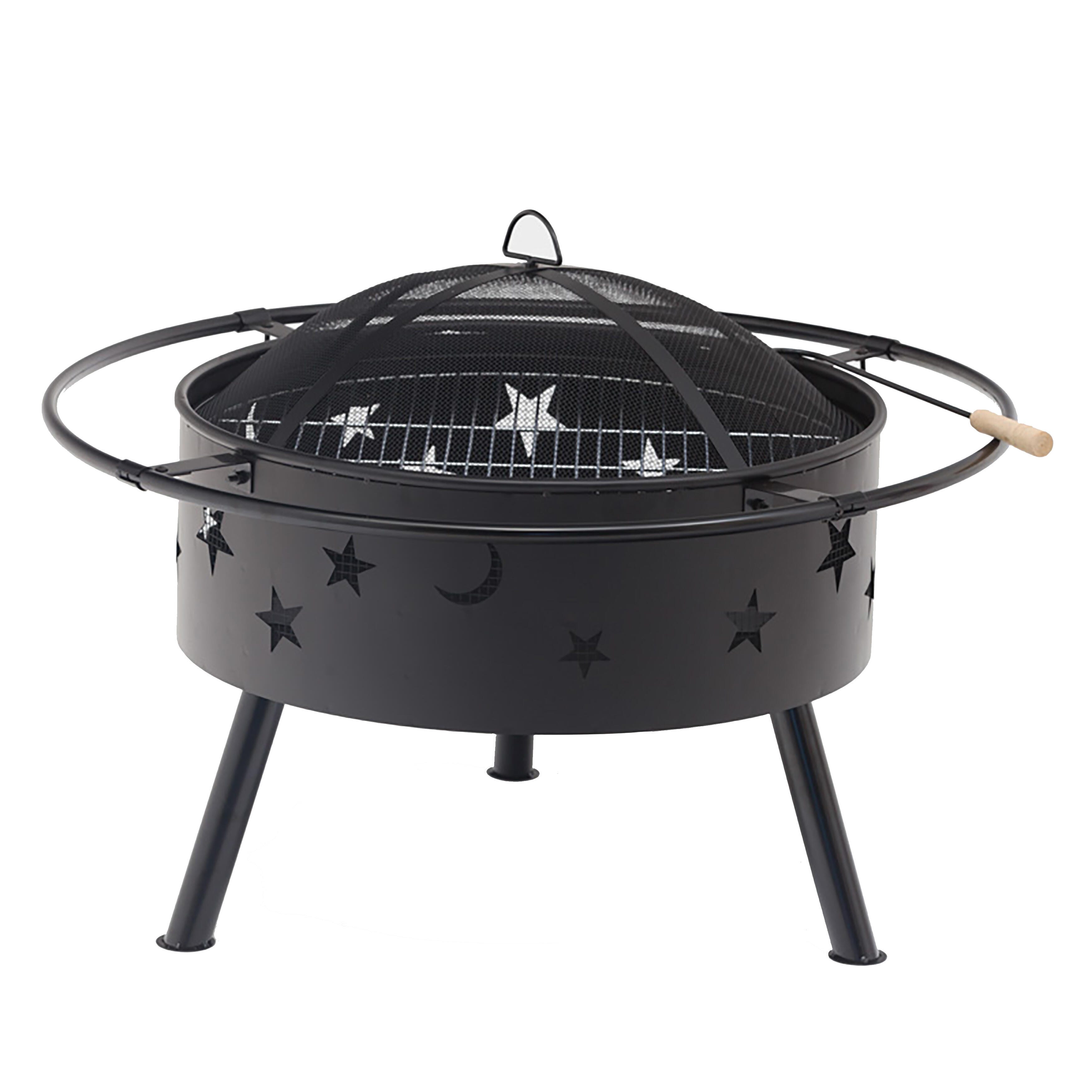 Westin Star & Moon Steel Wood Burning Round Fire Pit, , large