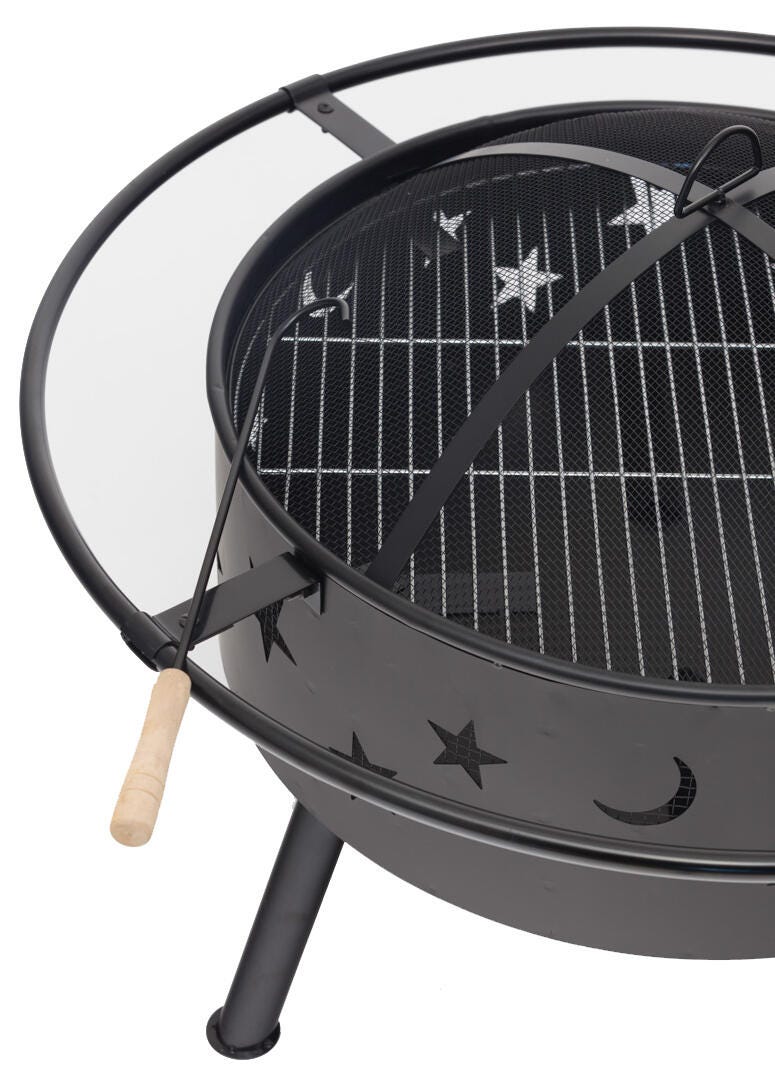 Westin Star & Moon Steel Wood Burning Round Fire Pit, , large