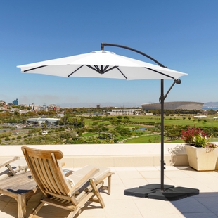ashley furniture patio umbrella Signature Design by Laguna Heights PCP790-706 Round End Table w maintenance table charms with X Westin Outdoor 10-Ft LED Solar