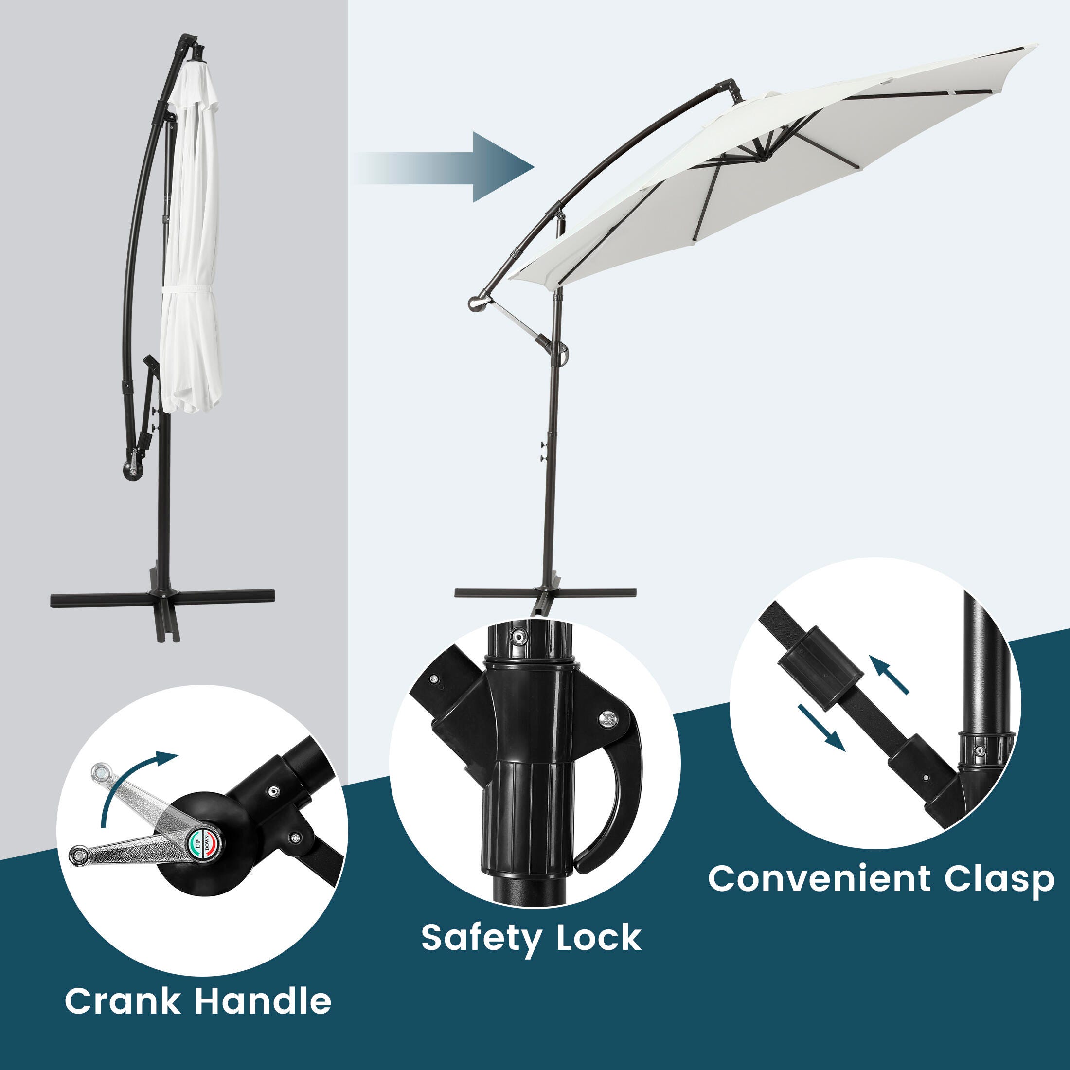 ashley patio umbrella 10 ft. Outdoor Cantilever Hanging Patio Umbrella