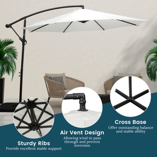 acrylic 4 cantilever umbrella for patio chair PURPLE LEAF with Base 10' X 13' Umbrella Beige performance material known for its superior durability and color retention Patio Umbrellas Offset Outdoor Cantilever