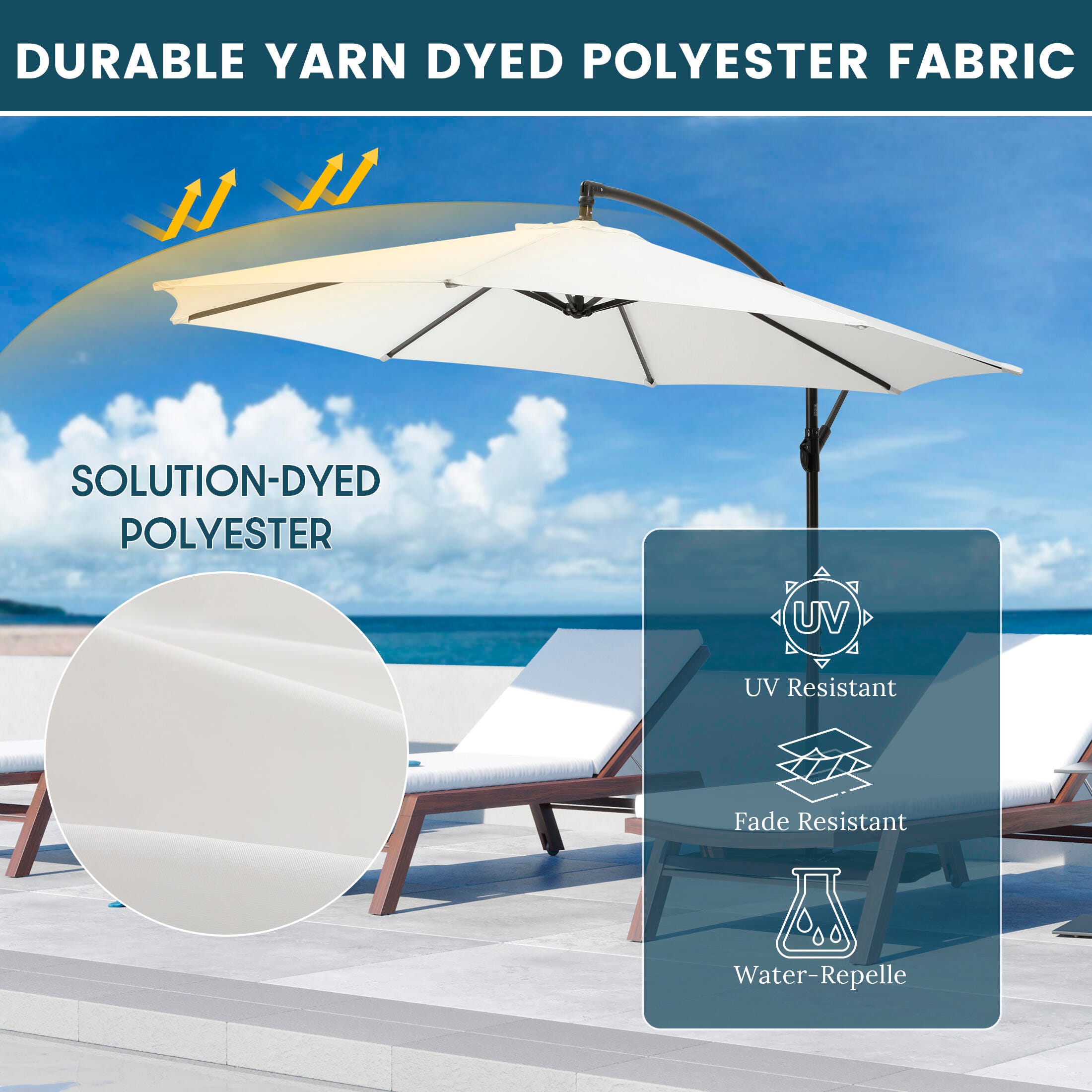 10 ft. Outdoor Cantilever Hanging Patio Umbrella | Ashley