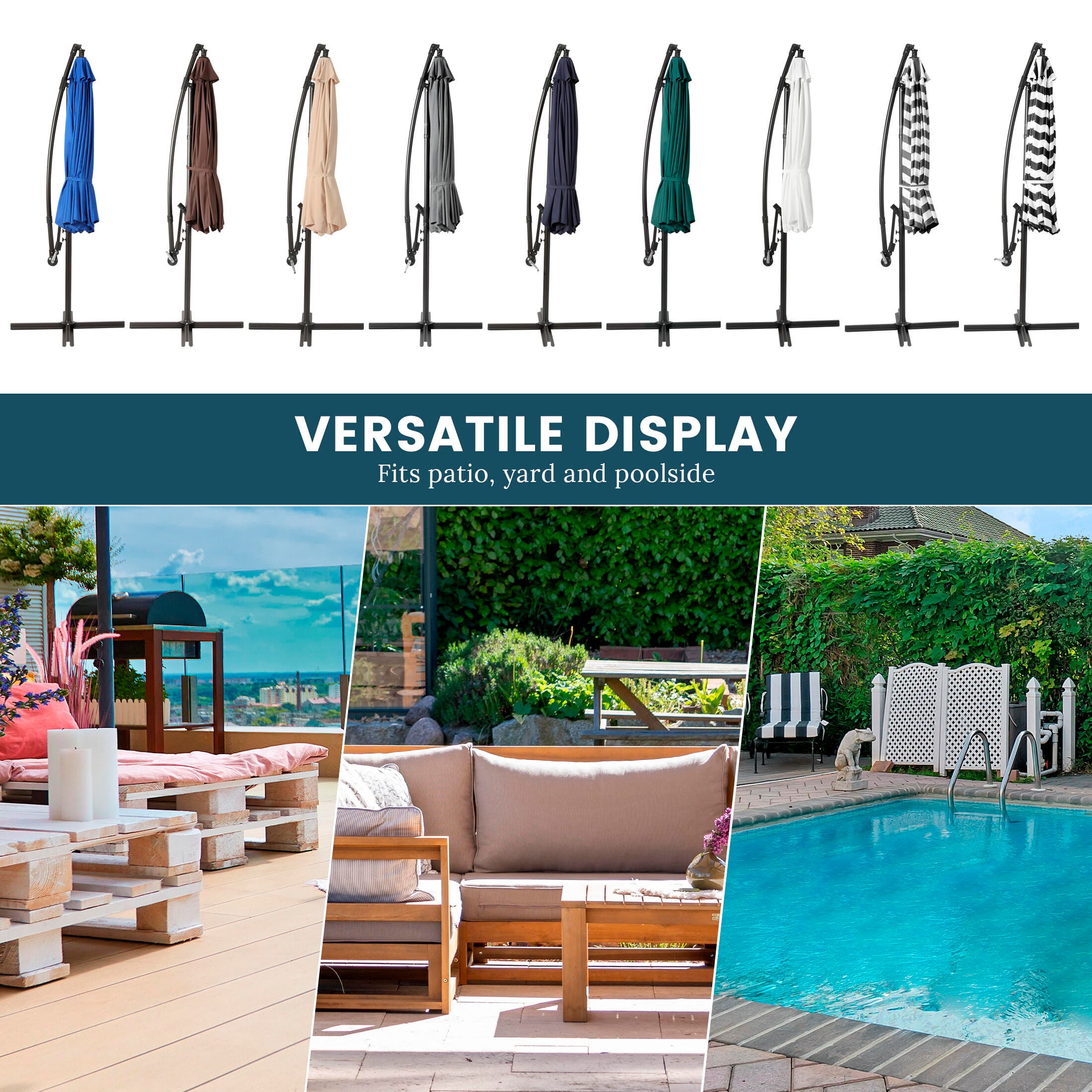 10 ft. Outdoor Cantilever Hanging Patio Umbrella | Ashley