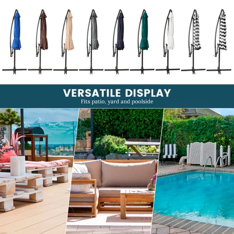 10 ft. Outdoor Cantilever Hanging Patio Umbrella | Ashley 10 ft. Outdoor Cantilever Hanging Patio Umbrella | Ashley
