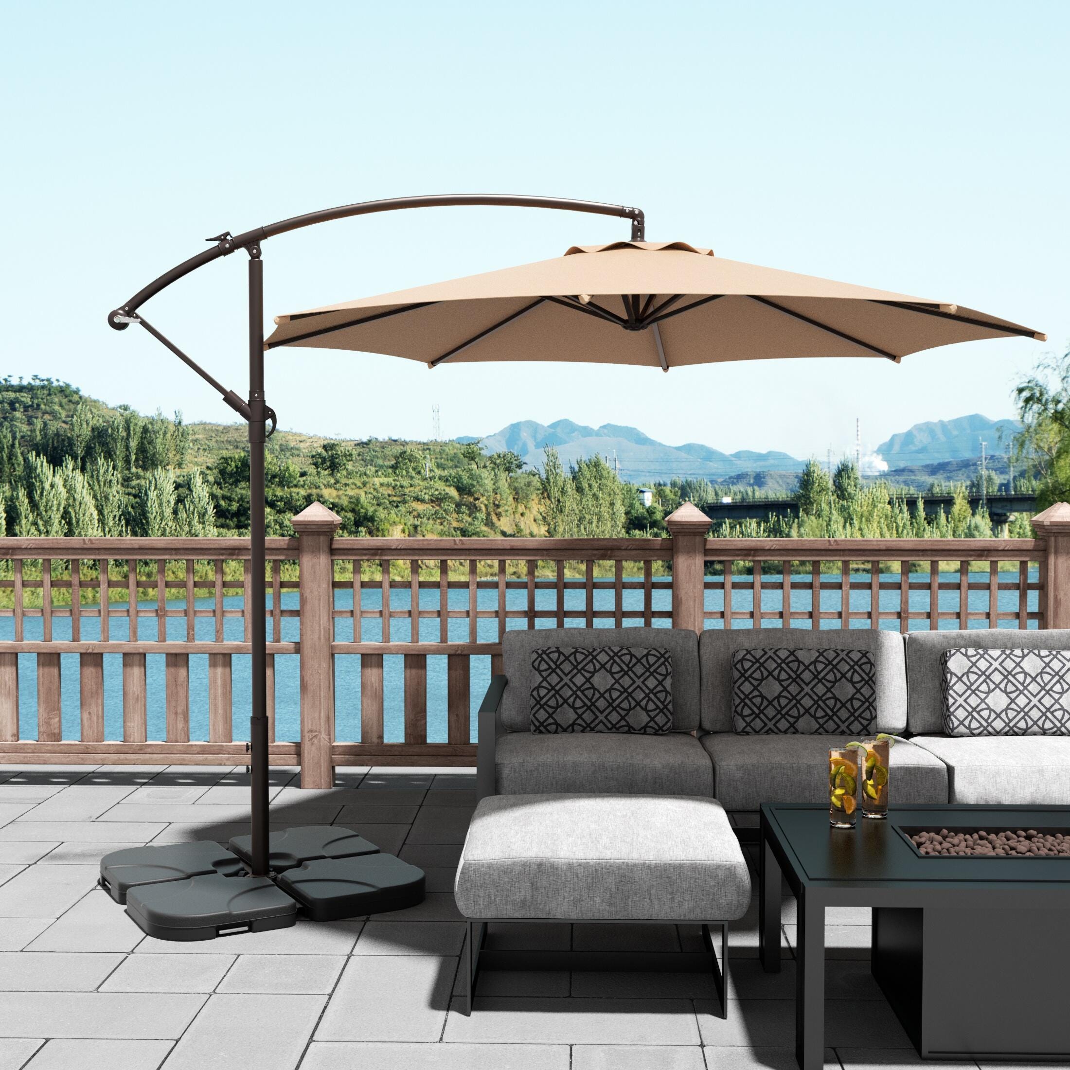 10 ft cantilever patio umbrella 10x10 Ft Outdoor Large Patio Aluminum Cantilever Umbrella