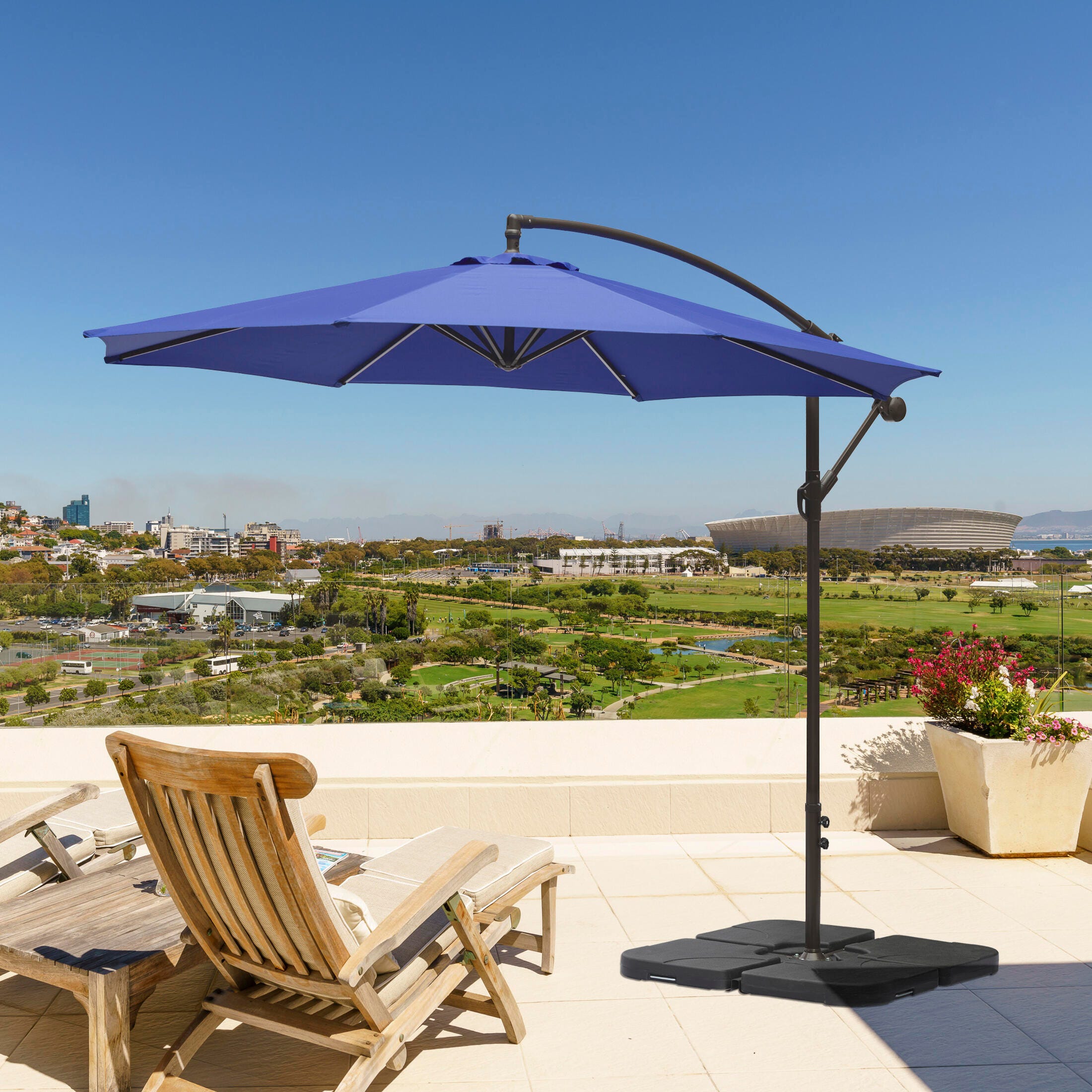Westin Outdoor 10-Ft Cantiliver Umbrella and Base Weight Set, Royal Blue, rollover