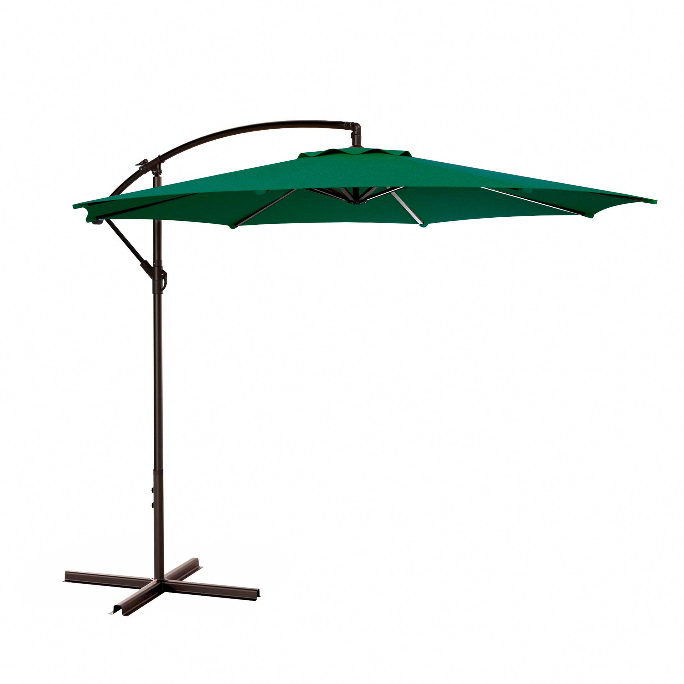 Henley 10' Outdoor Cantilever Hanging Patio Umbrella, Dark Green, large