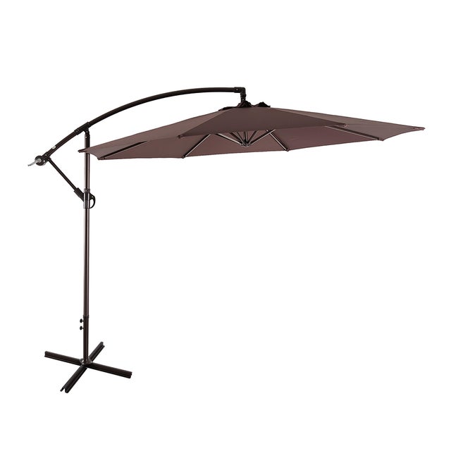 10 ft. Outdoor Cantilever Hanging Patio Umbrella, Coffee