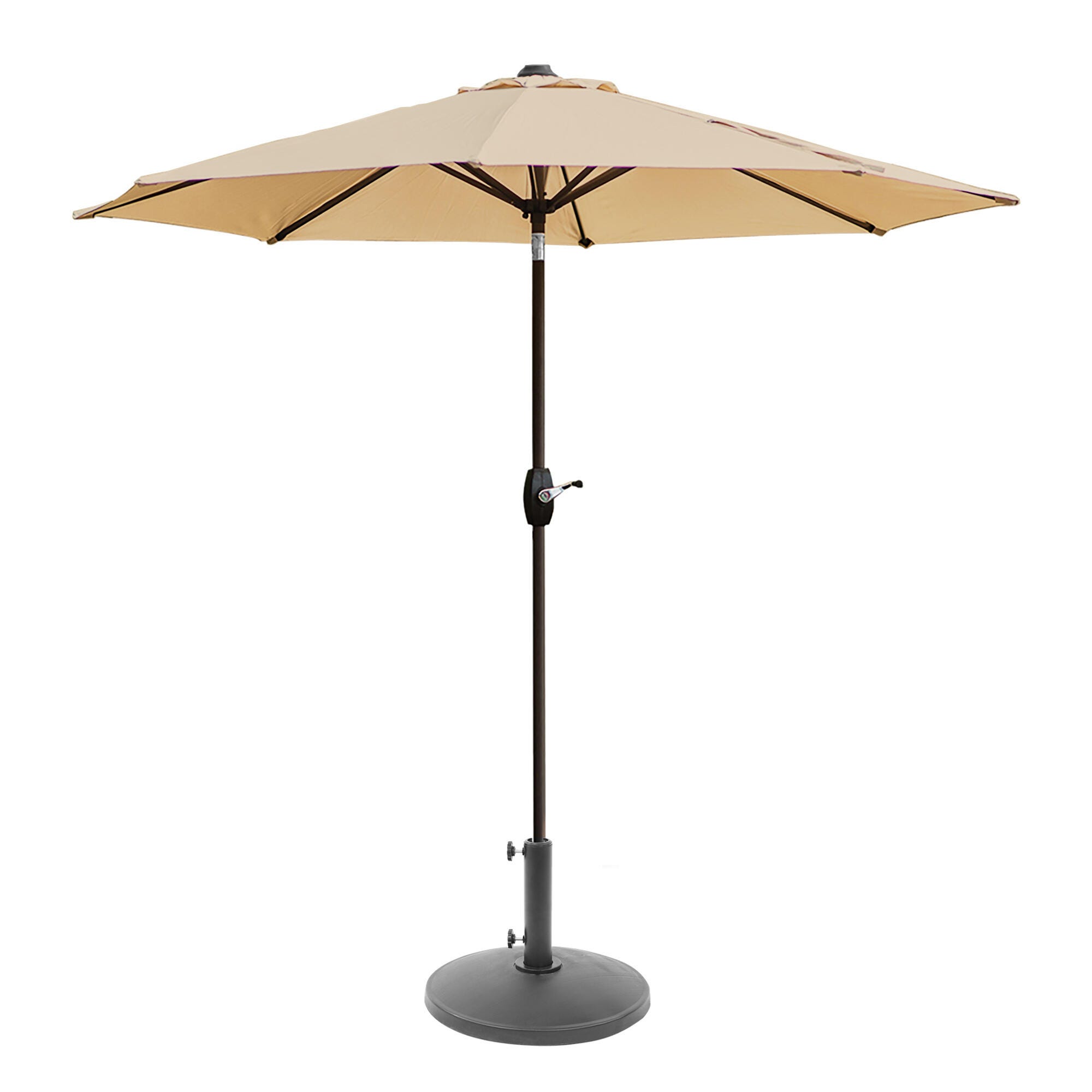 Westin Outdoor 9-Ft Market Patio Umbrella with Round Resin Base, Brown, large