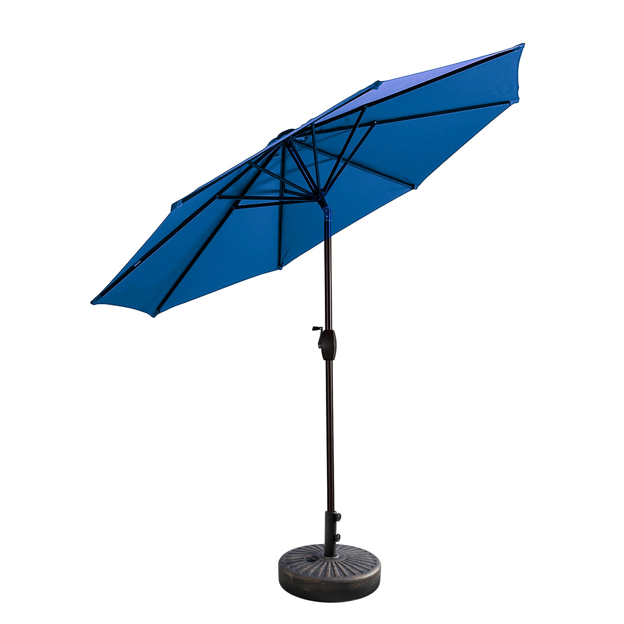 Westin Outdoor 9-Ft Market Patio Umbrella with Bronze Finish Fillable Base Weight, Blue, large