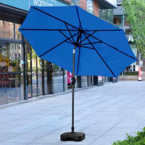 9ft patio umbrella base with and Remote Control, Blue has been producing high quality patio umbrellas and frames for over 50 years 9ft Patio Market Umbrella With