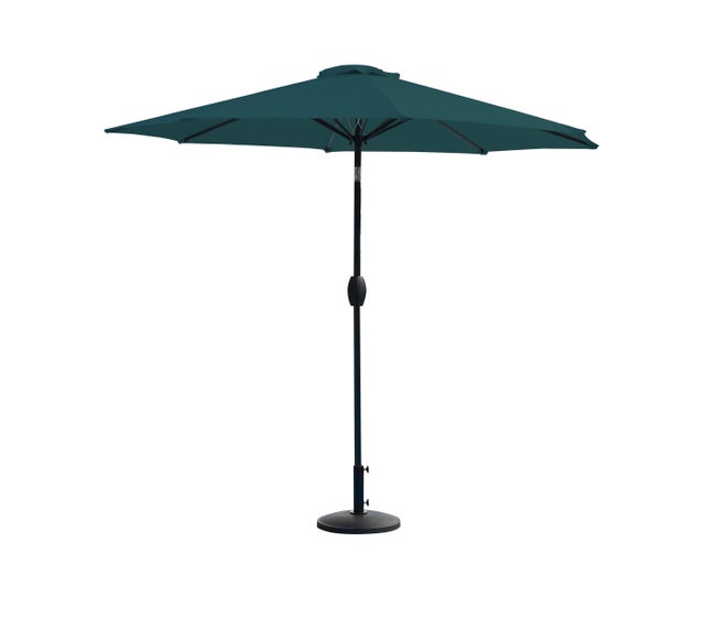 Westin Outdoor 9-Ft Market Patio Umbrella with Round Resin Base, Dark Green