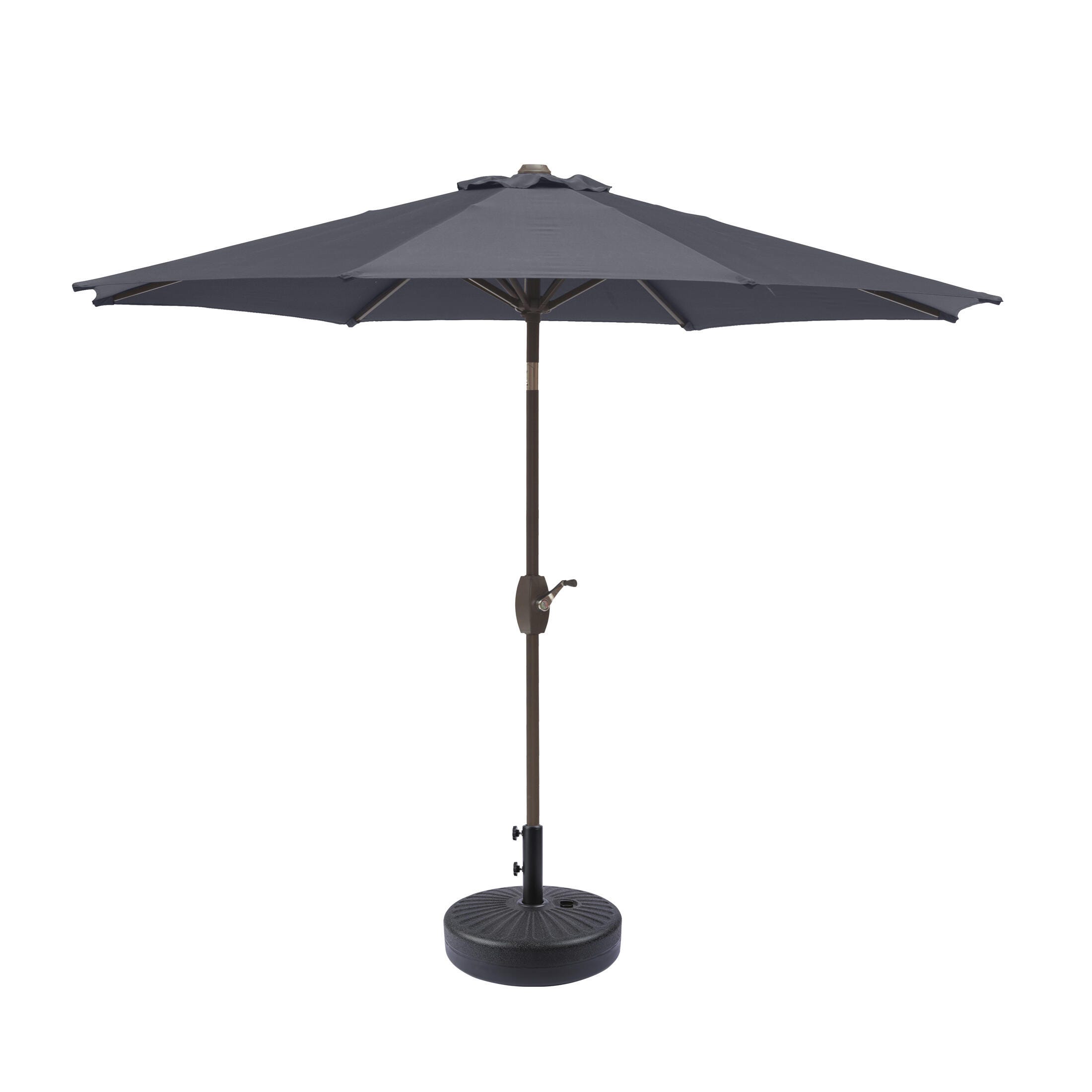 Umbrella 9' Outdoor Patio Table Umbrella with Base, Gray, large