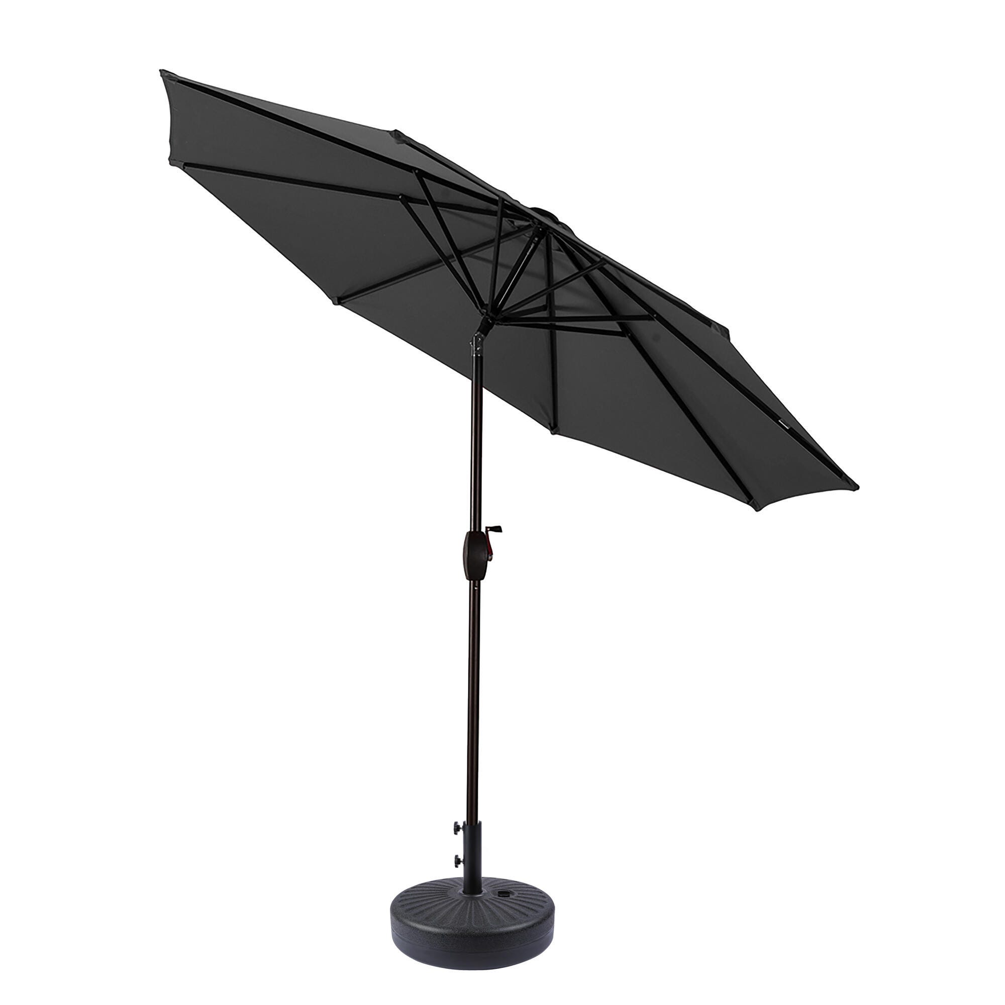 Umbrella 9' Outdoor Patio Table Umbrella with Base, Gray, large