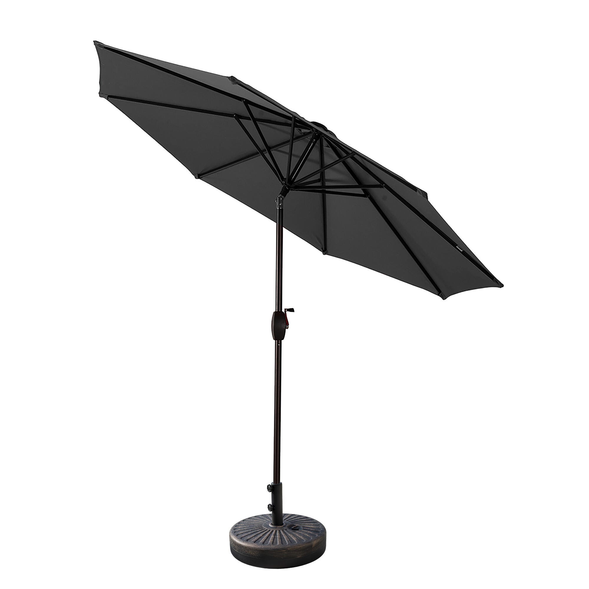 Westin Outdoor 9-Ft Market Patio Umbrella with Bronze Finish Fillable Base Weight, Black/Gray, rollover