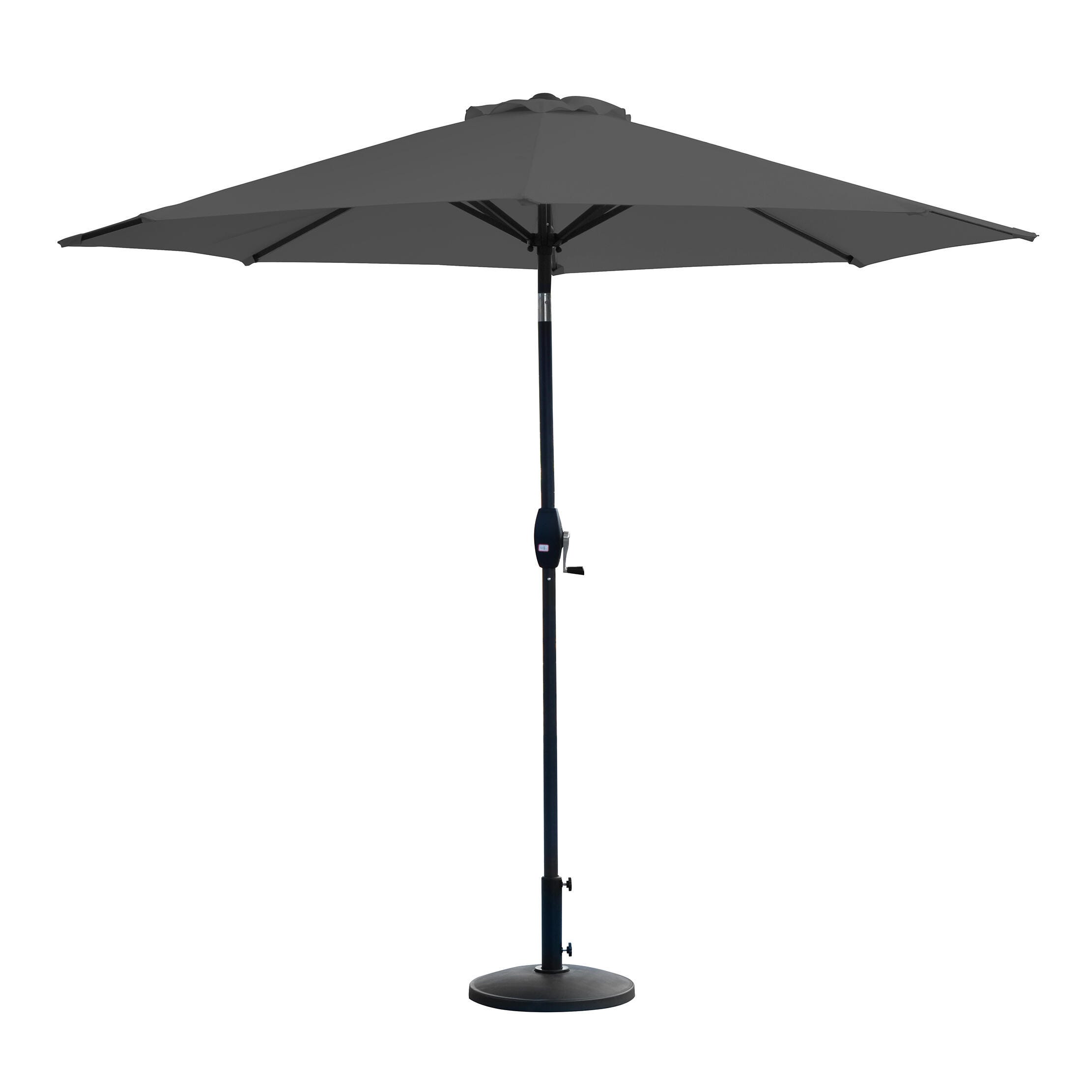 Westin Outdoor 9-Ft Market Patio Umbrella with Round Resin Base, Black/Gray, large