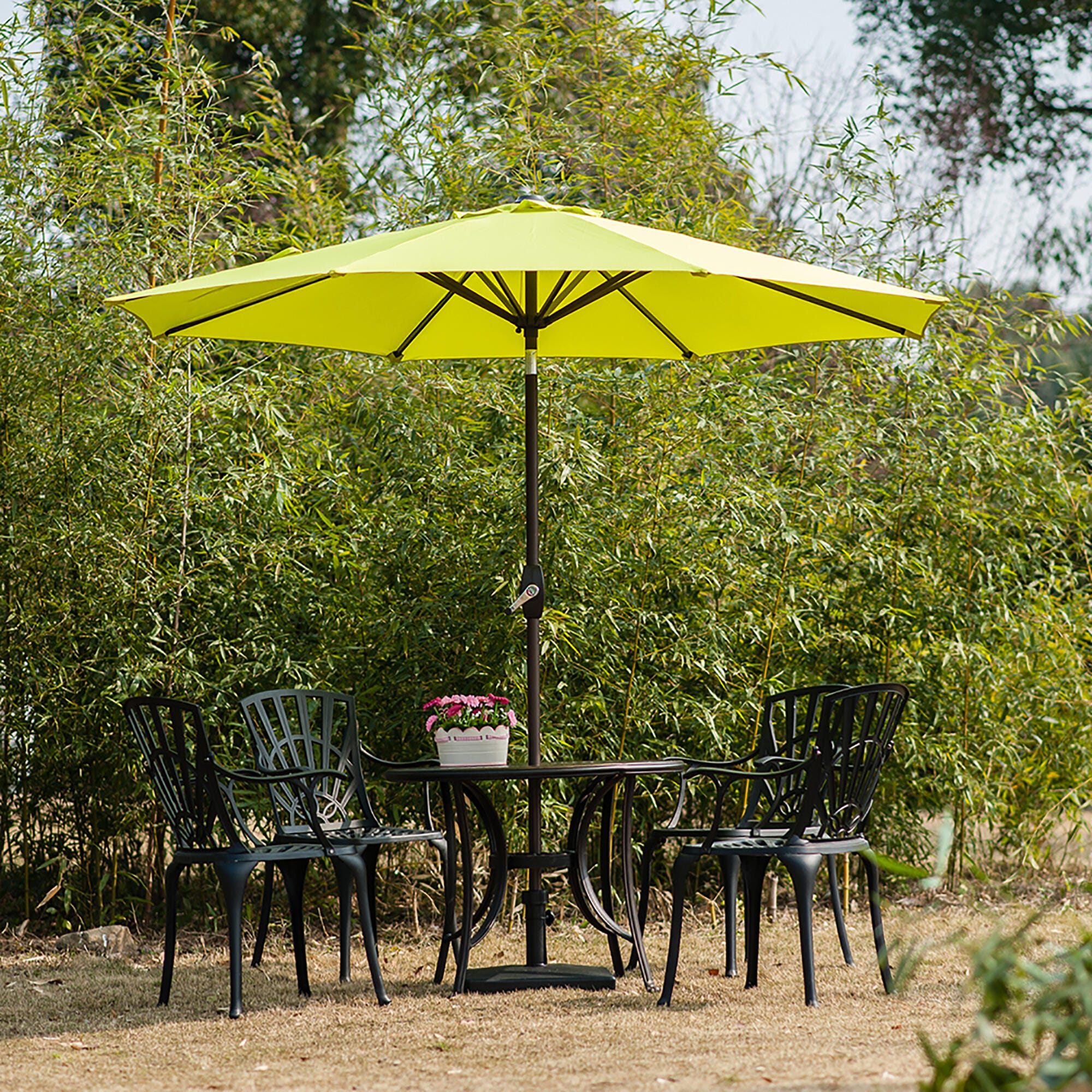 Belmont 9' Outdoor Patio Table Umbrella With Tilt And Crank, Lime, rollover
