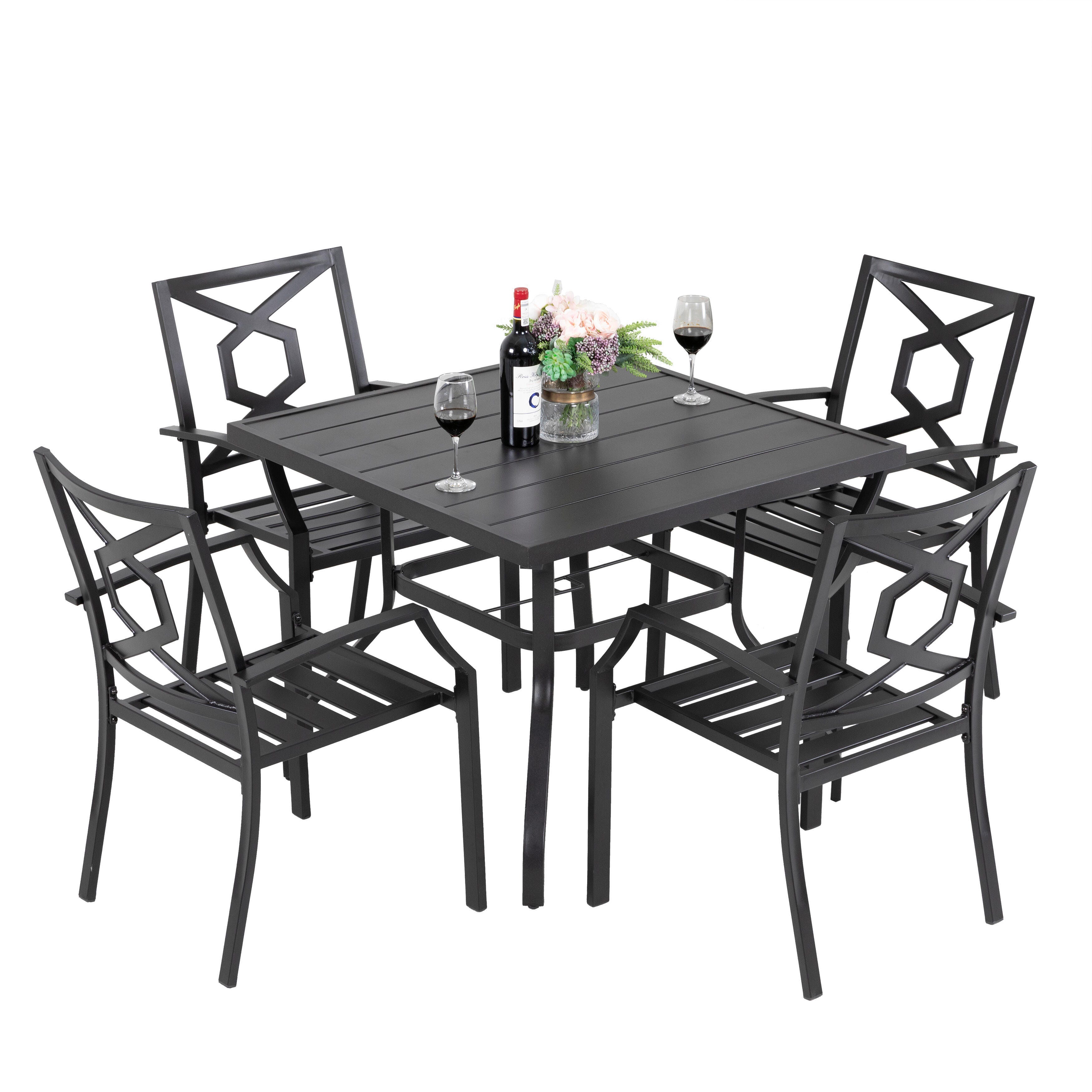 Nuu Garden Outdoor Dining Table and 4 Stackable Chairs, , large