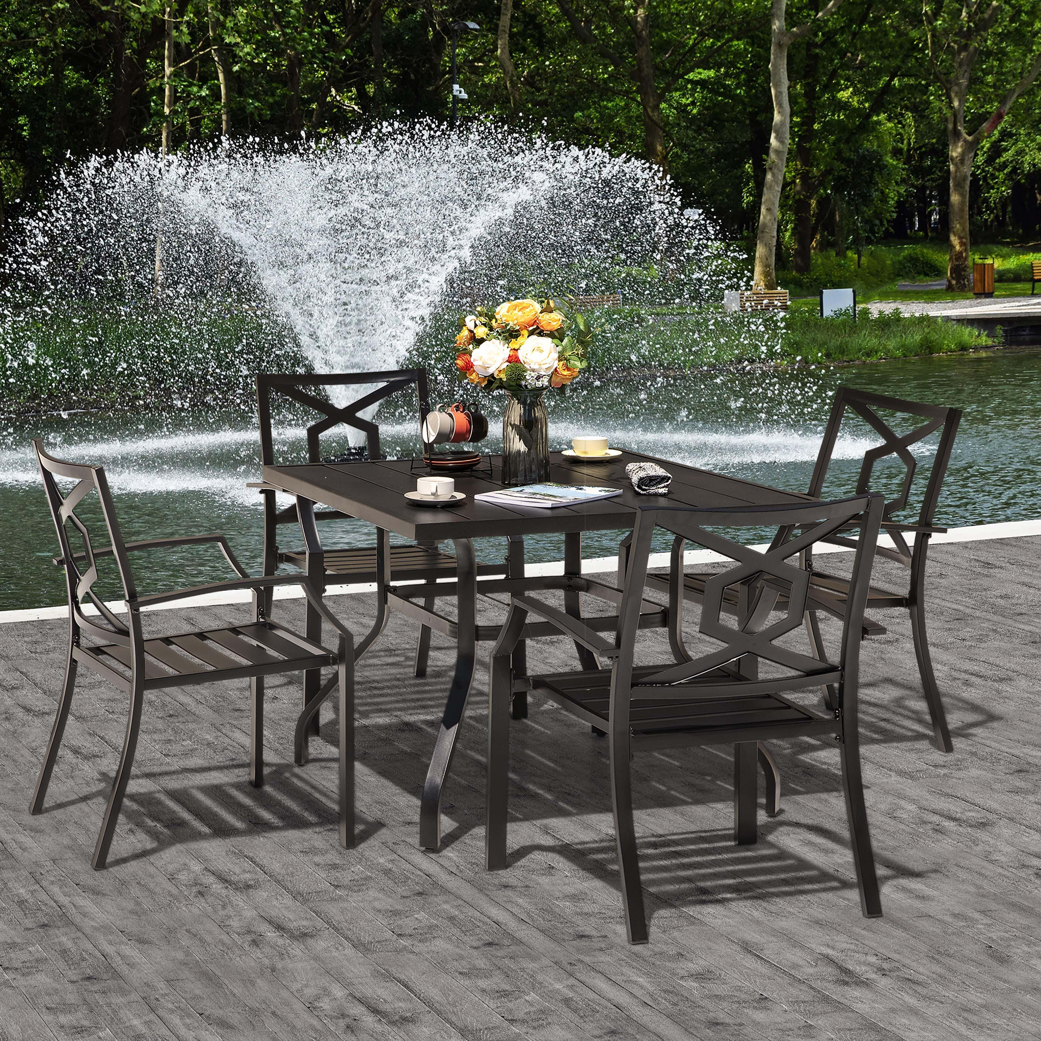 Nuu Garden Outdoor Dining Table and 4 Stackable Chairs, , large