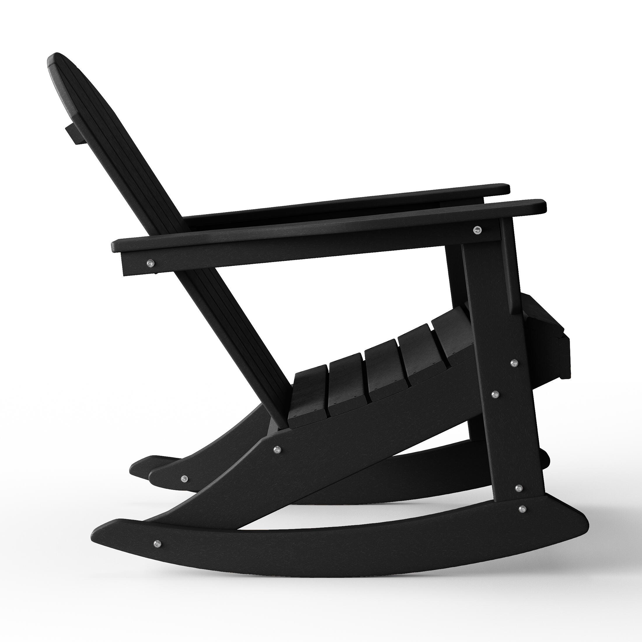 Venice Outdoor Adirondack Rocking Chair, Black, large