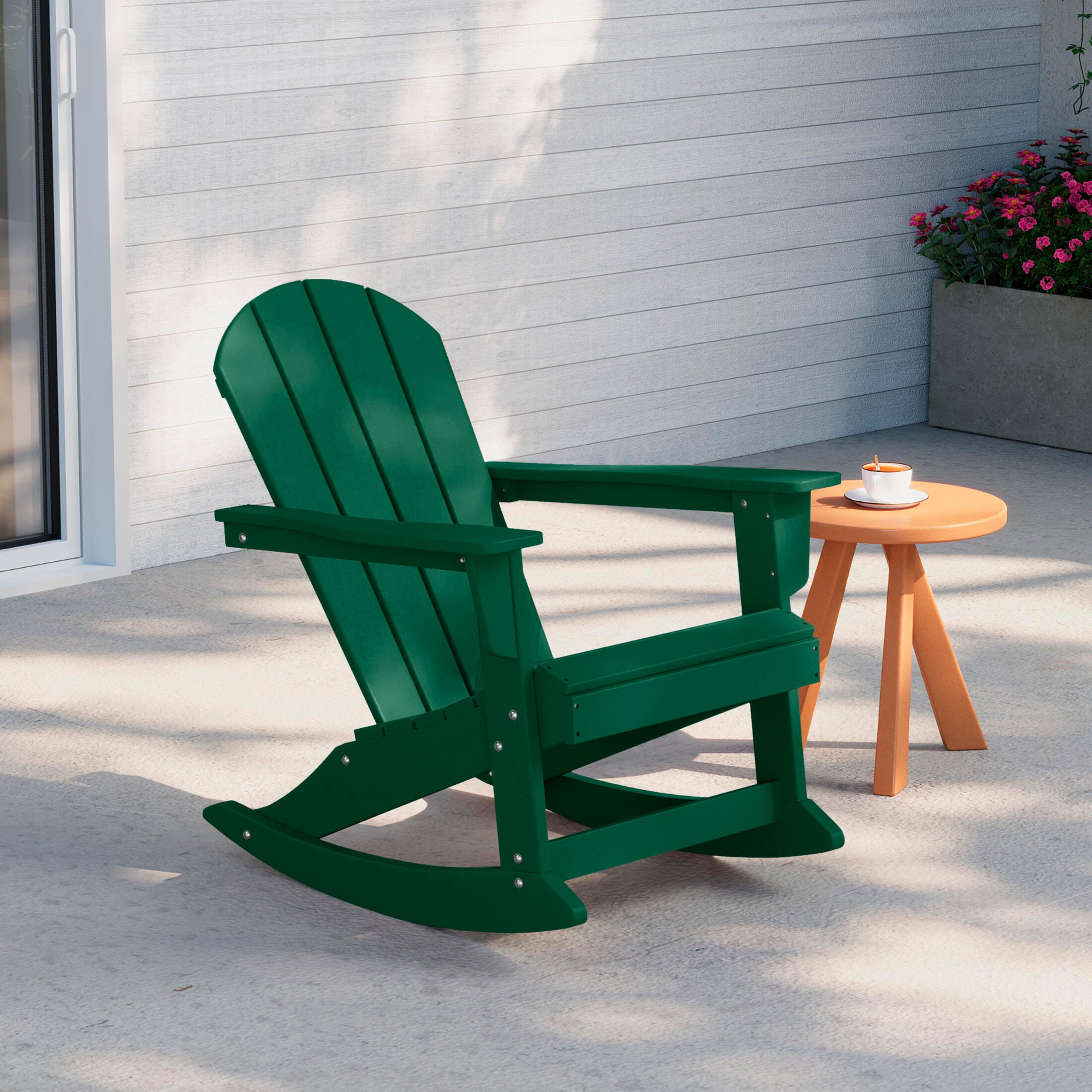 Venice Outdoor Adirondack Rocking Chair, Dark Green, rollover