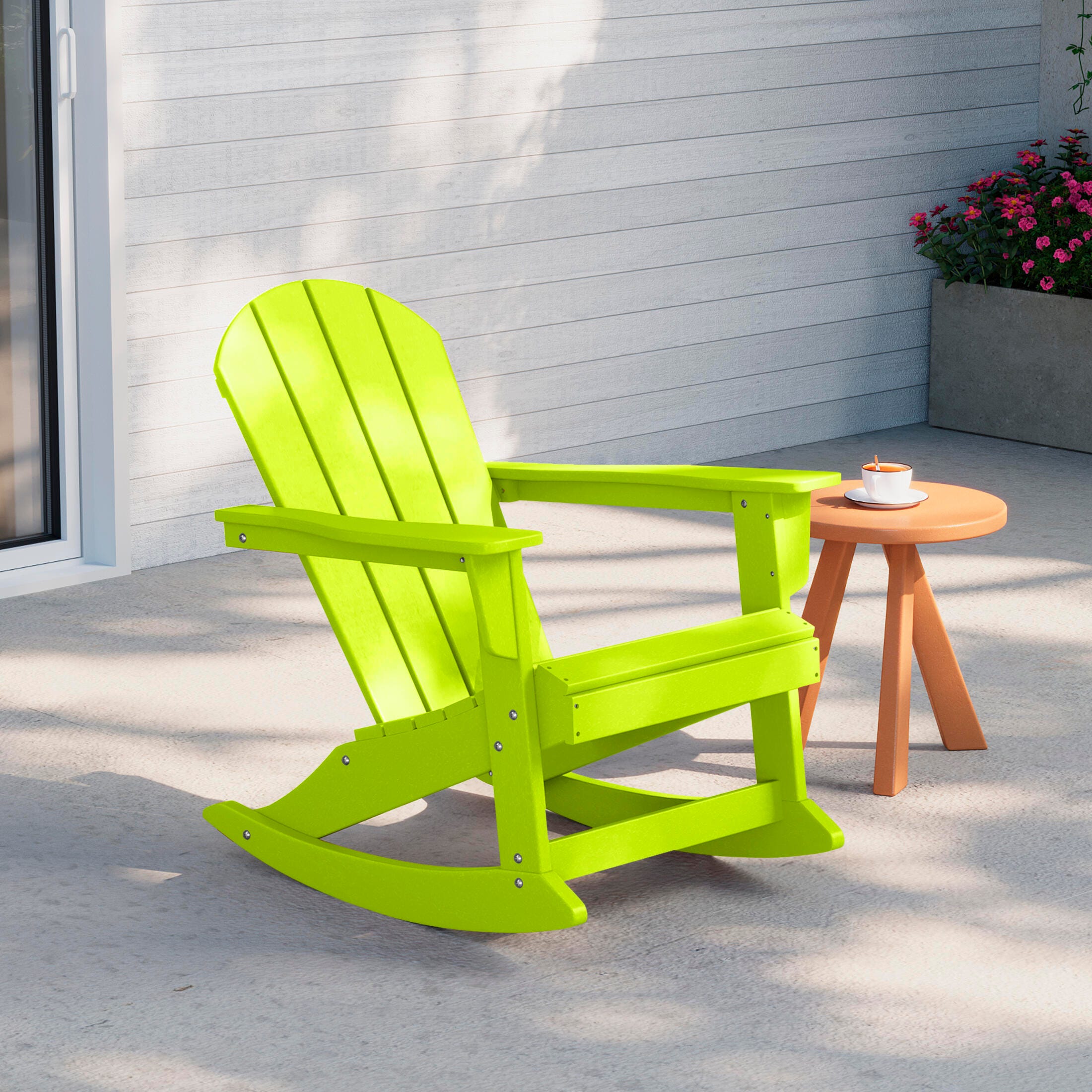 Venice Outdoor Adirondack Rocking Chair, Lime, large