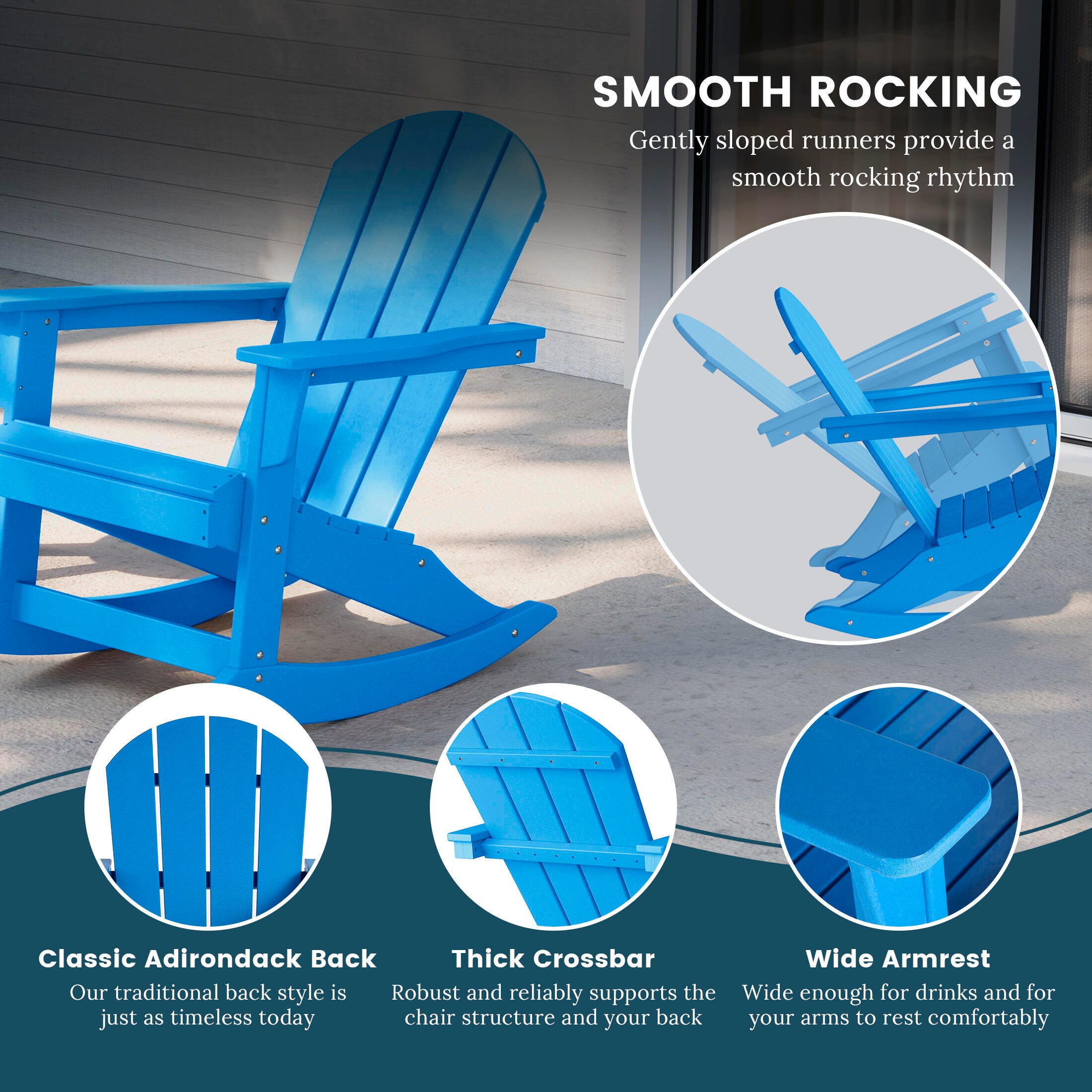 アリス×メリーゴーランド　ブルー Venice Outdoor Adirondack Rocking Chair | Ashley