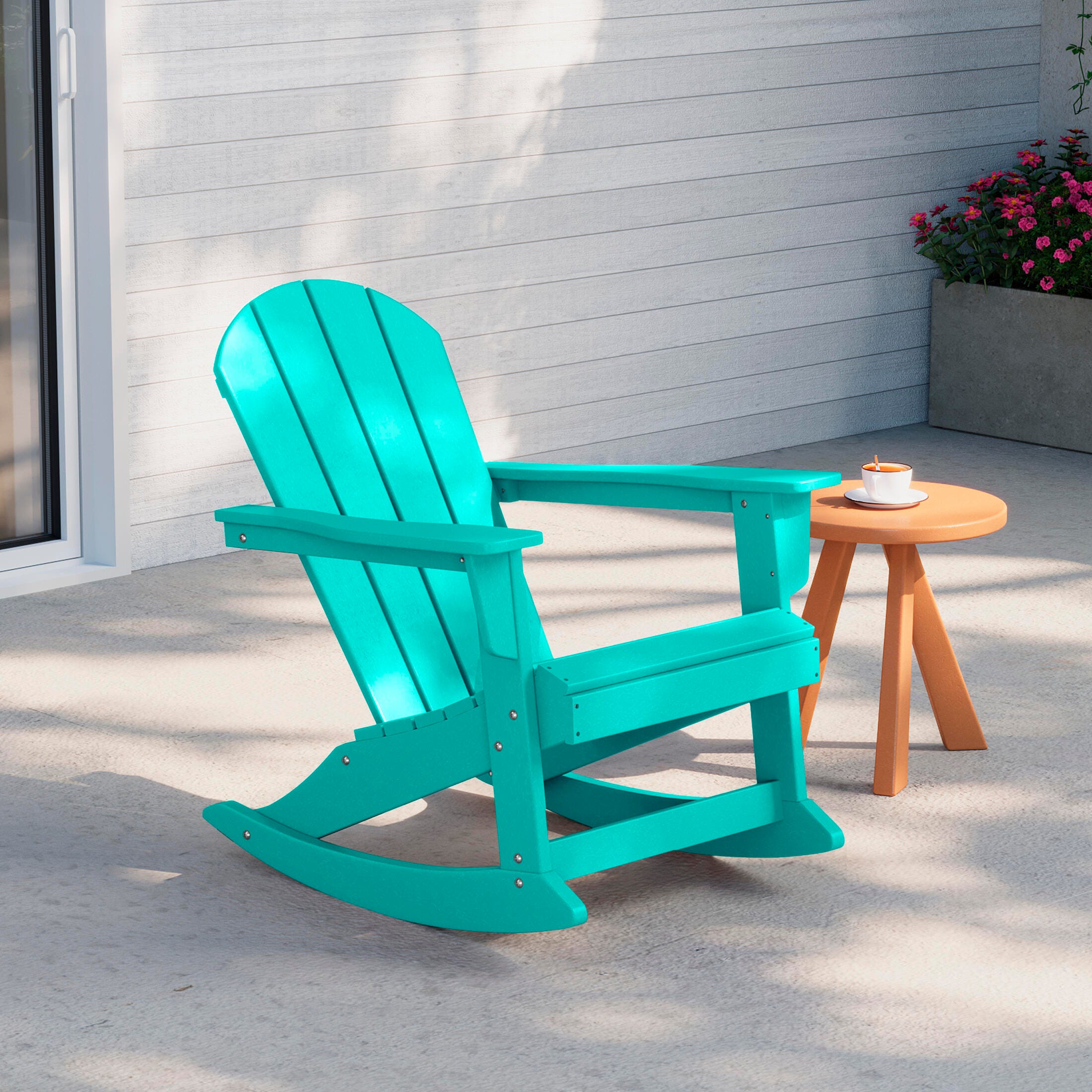 Venice Outdoor Adirondack Rocking Chair, Turquoise, rollover