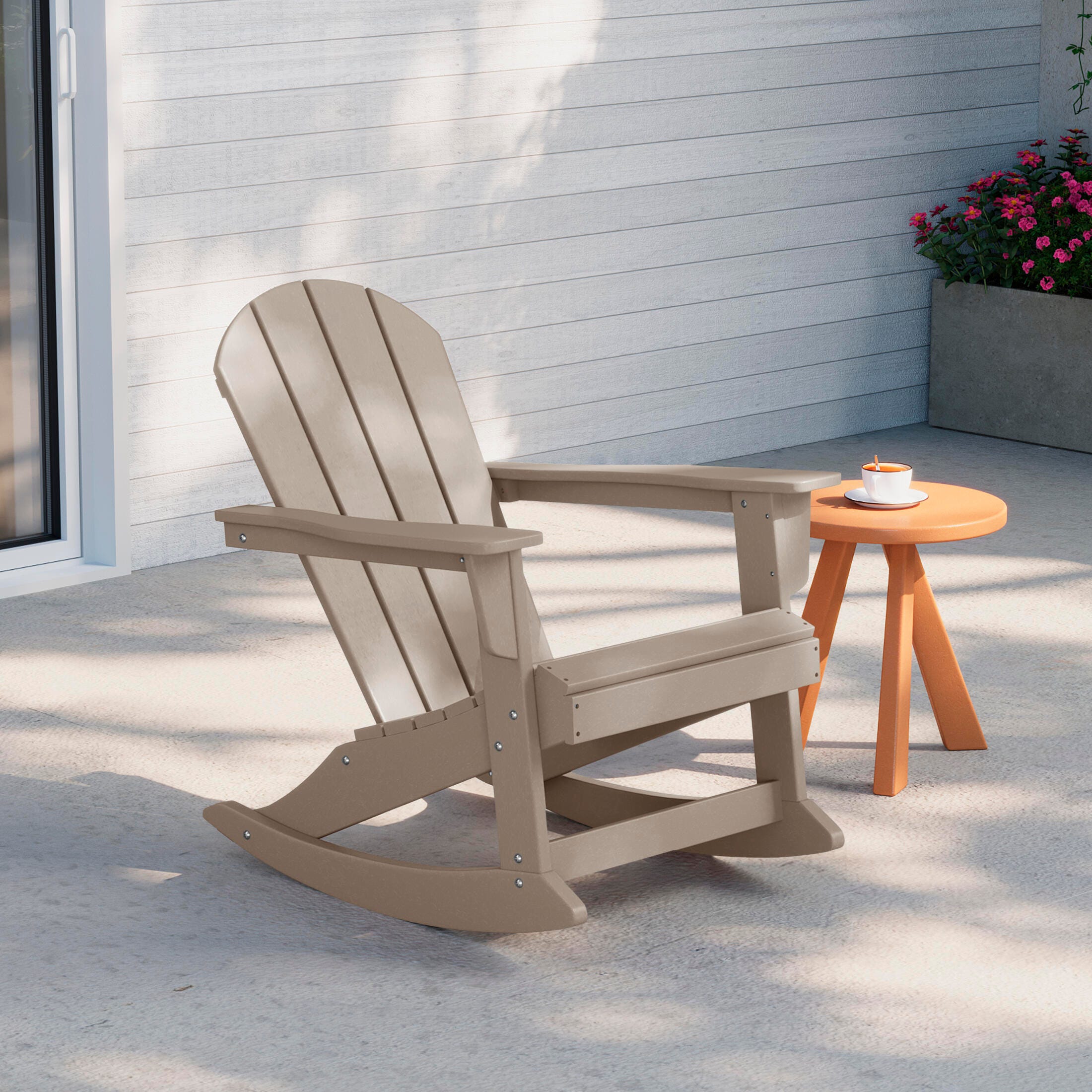 Venice Outdoor Adirondack Rocking Chair, Weathered Wood, rollover