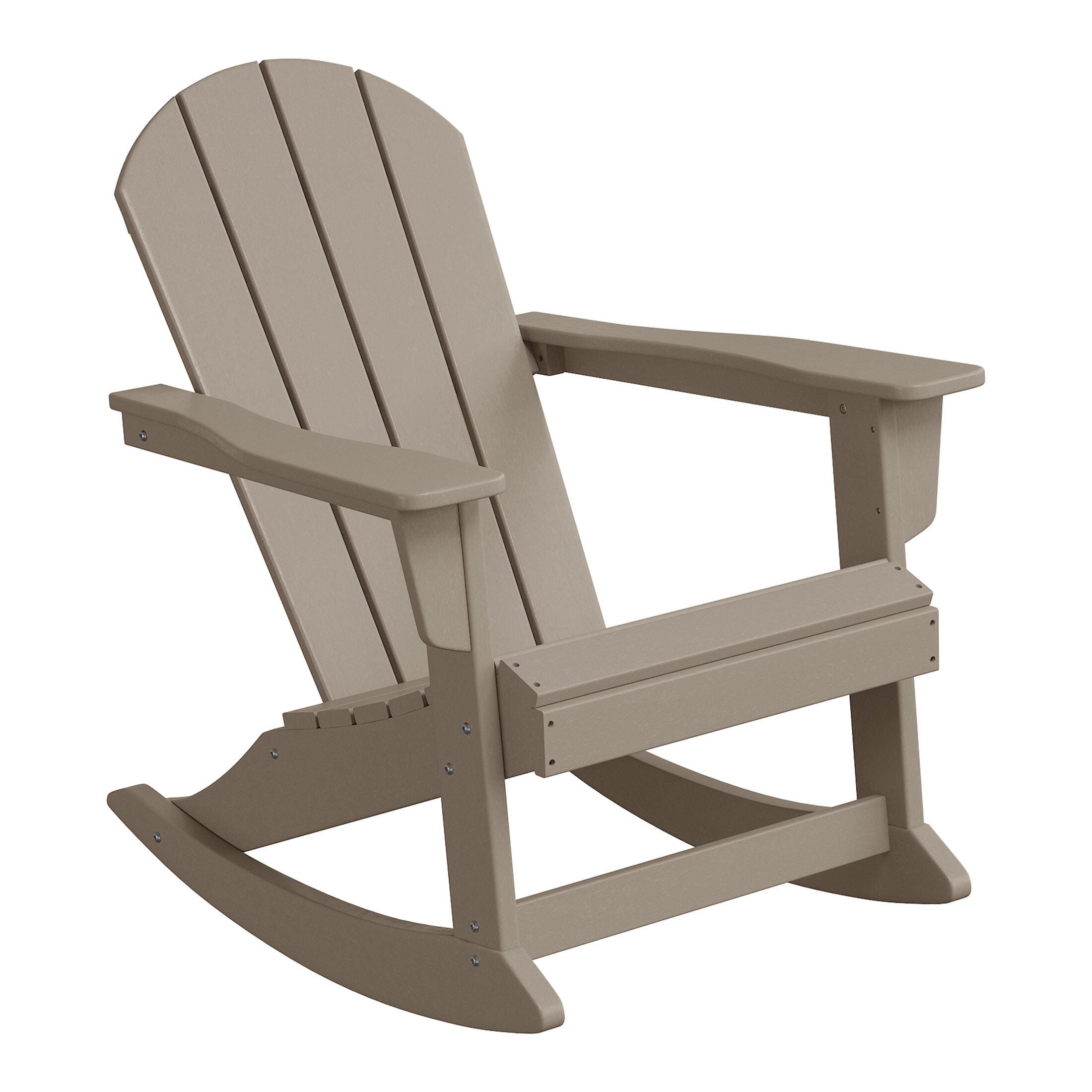 Venice Outdoor Adirondack Rocking Chair, Weathered Wood, large