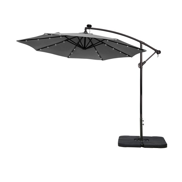 Westin Outdoor 10-Ft LED Solar Light Up Cantilever Patio Umbrella with Base Weight Stand
