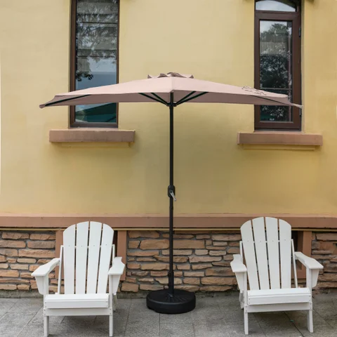 large half patio umbrella Round Outdoor Umbrella Turquoise / 9FT a sturdy 9 foot steel pole Abbott 9' Outdoor Half Round