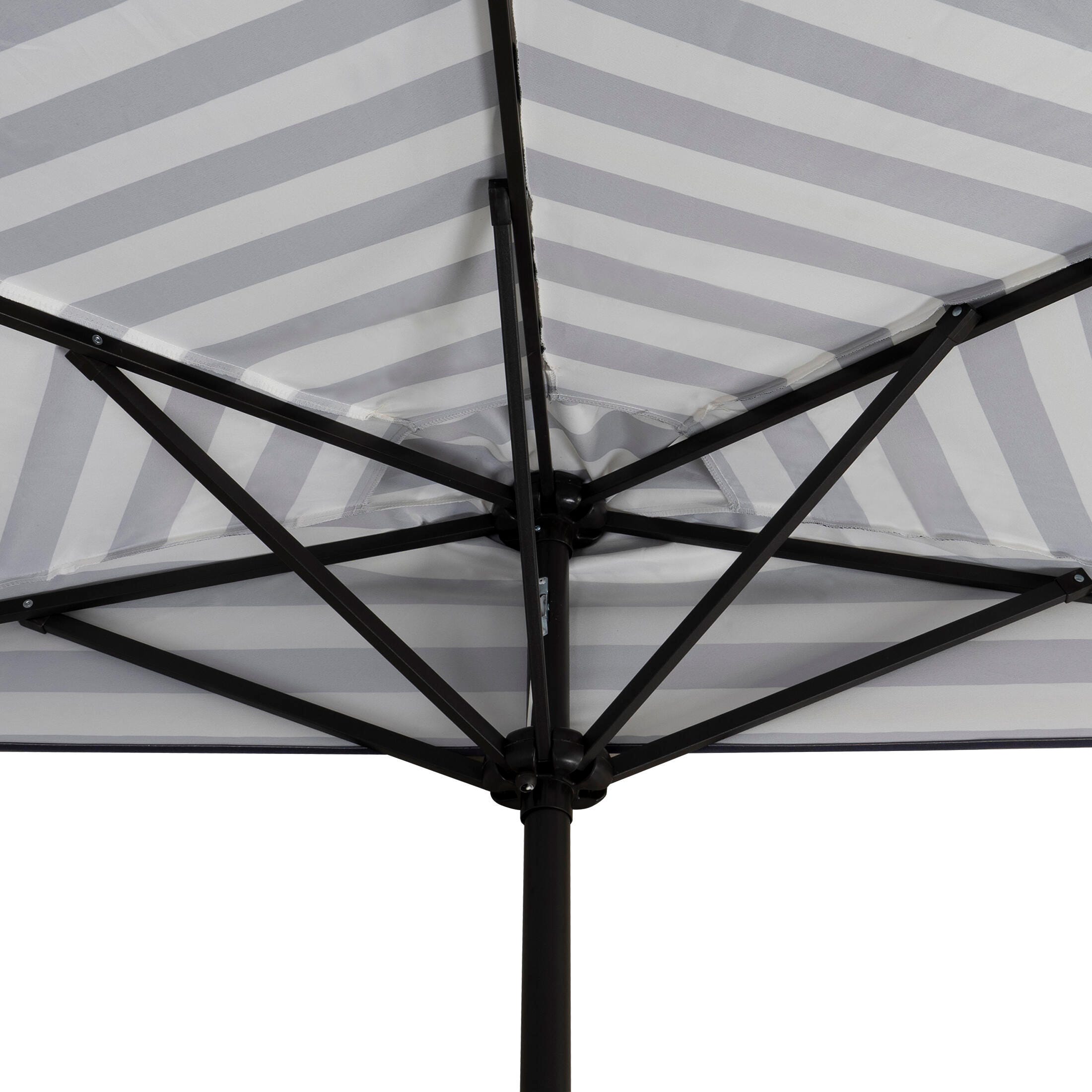 Abbott 9' Outdoor Half Round Crank And Tilt Patio Umbrella, Black Stripe, large