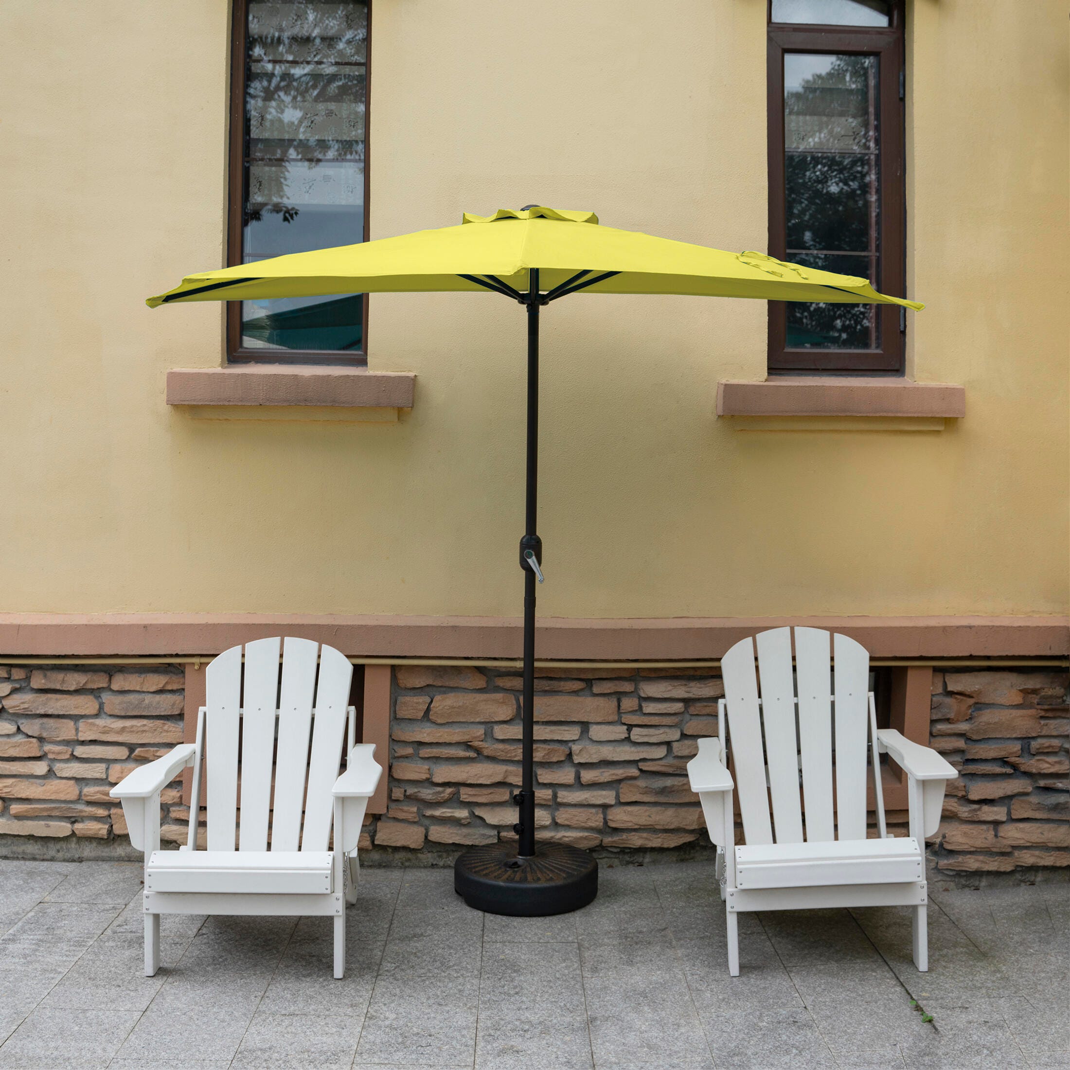Abbott 9' Outdoor Half Round Crank And Tilt Patio Umbrella, Lime, large