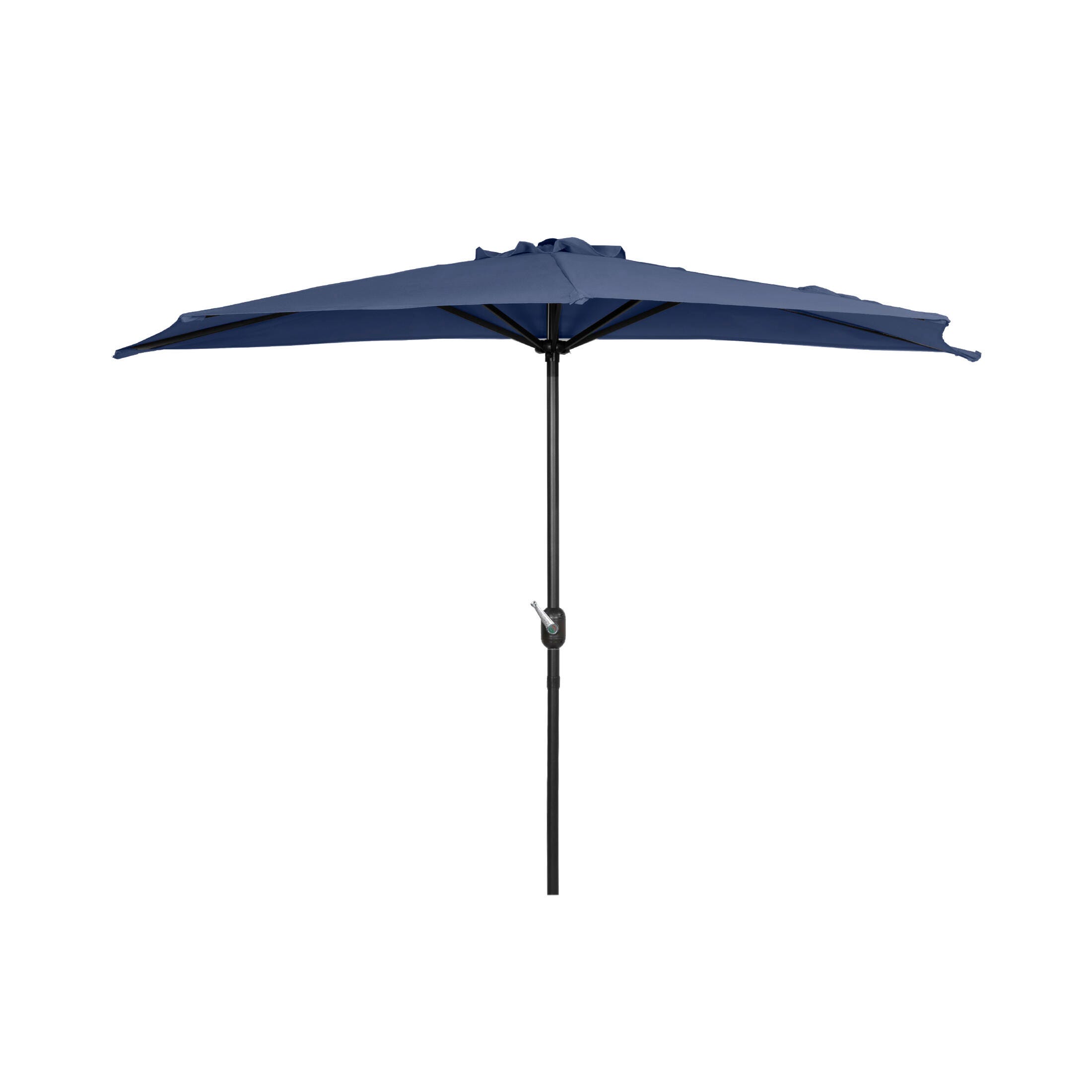 Abbott 9' Outdoor Half Round Crank And Tilt Patio Umbrella, Navy Blue, large