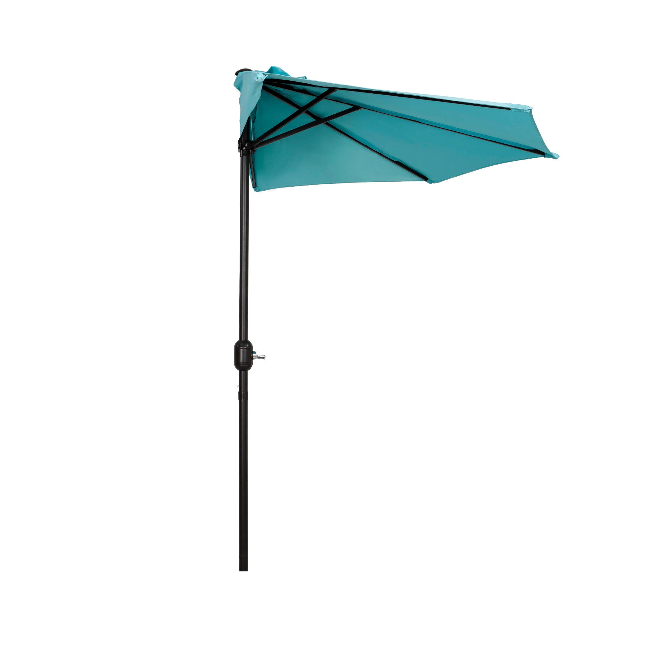 Abbott 9' Outdoor Half Round Crank And Tilt Patio Umbrella, Turquoise, large
