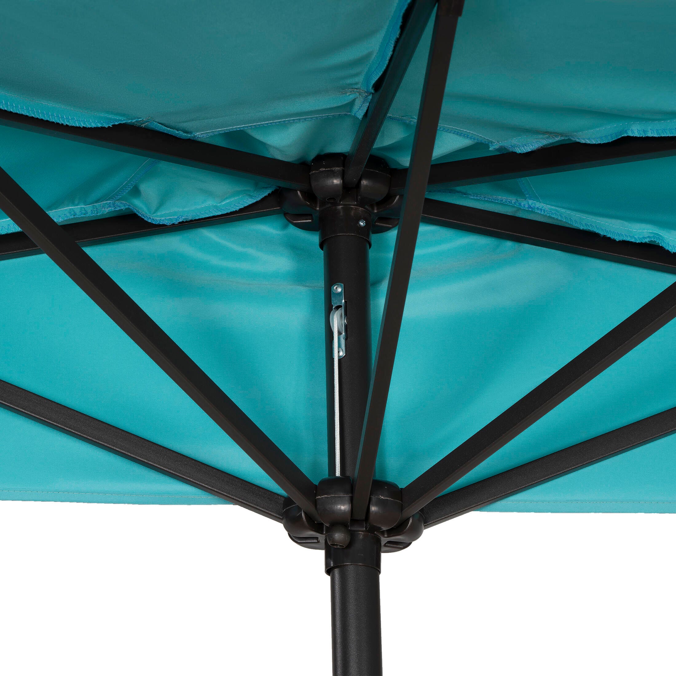 Abbott 9' Outdoor Half Round Crank And Tilt Patio Umbrella, Turquoise, large