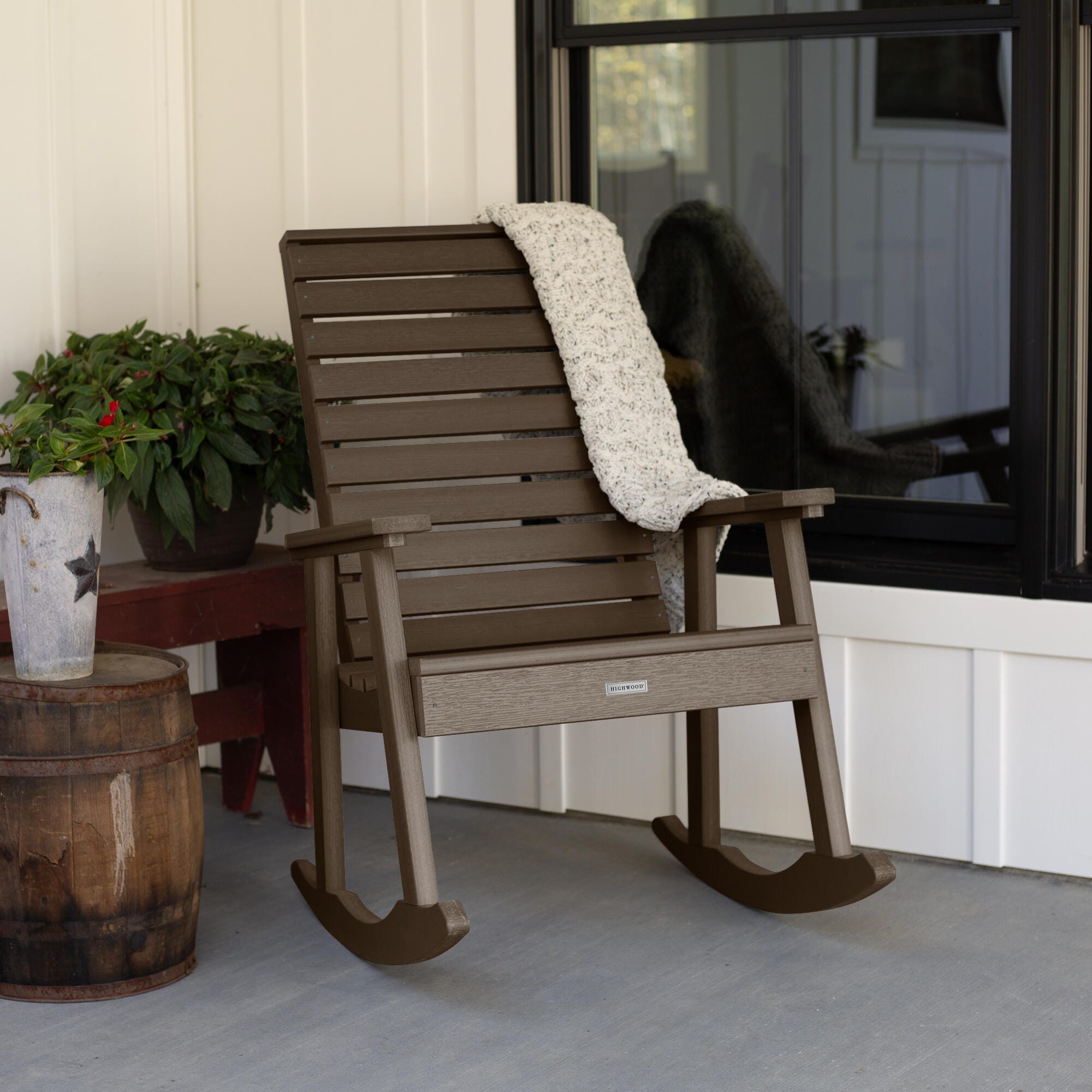 Highwood&reg; Weatherly Outdoor Rocking Chair, Weathered Acorn, large