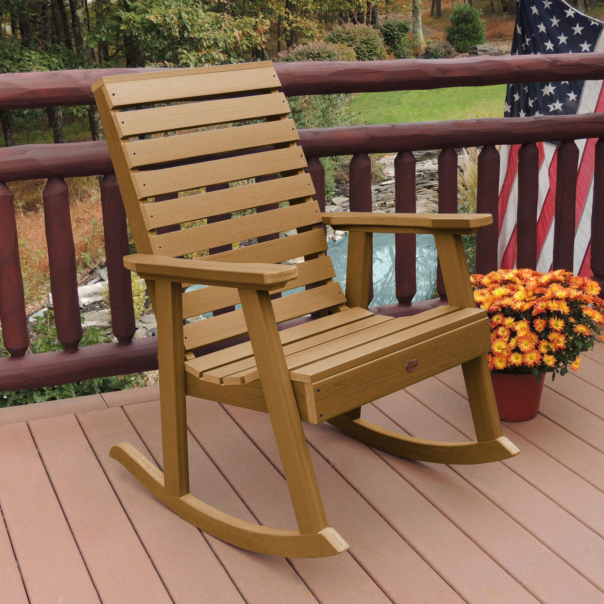 Highwood&reg; Weatherly Outdoor Rocking Chair, Toffee, large