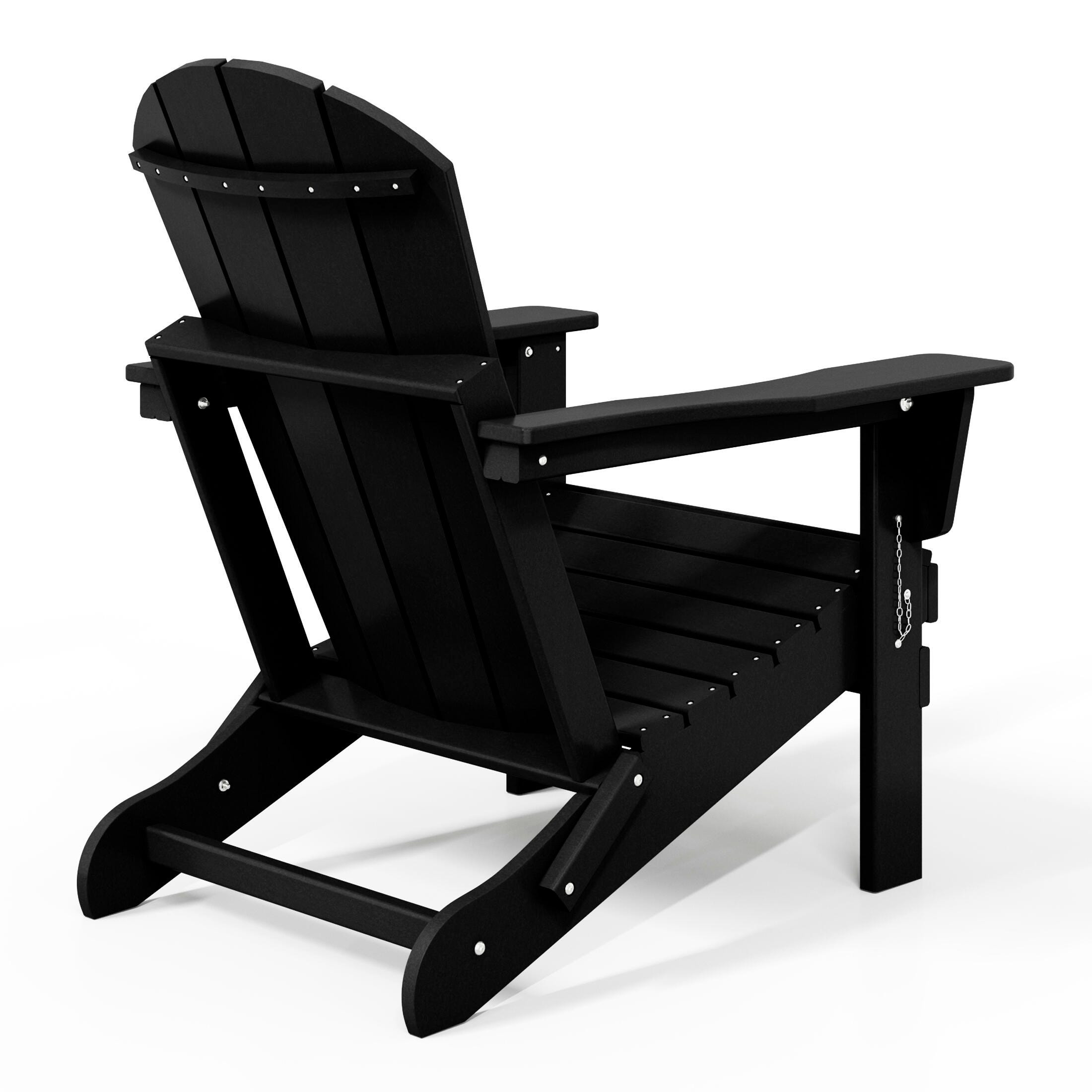 Westin Furniture Newport Folding Poly Adirondack Chair (Set of 2), Black, large
