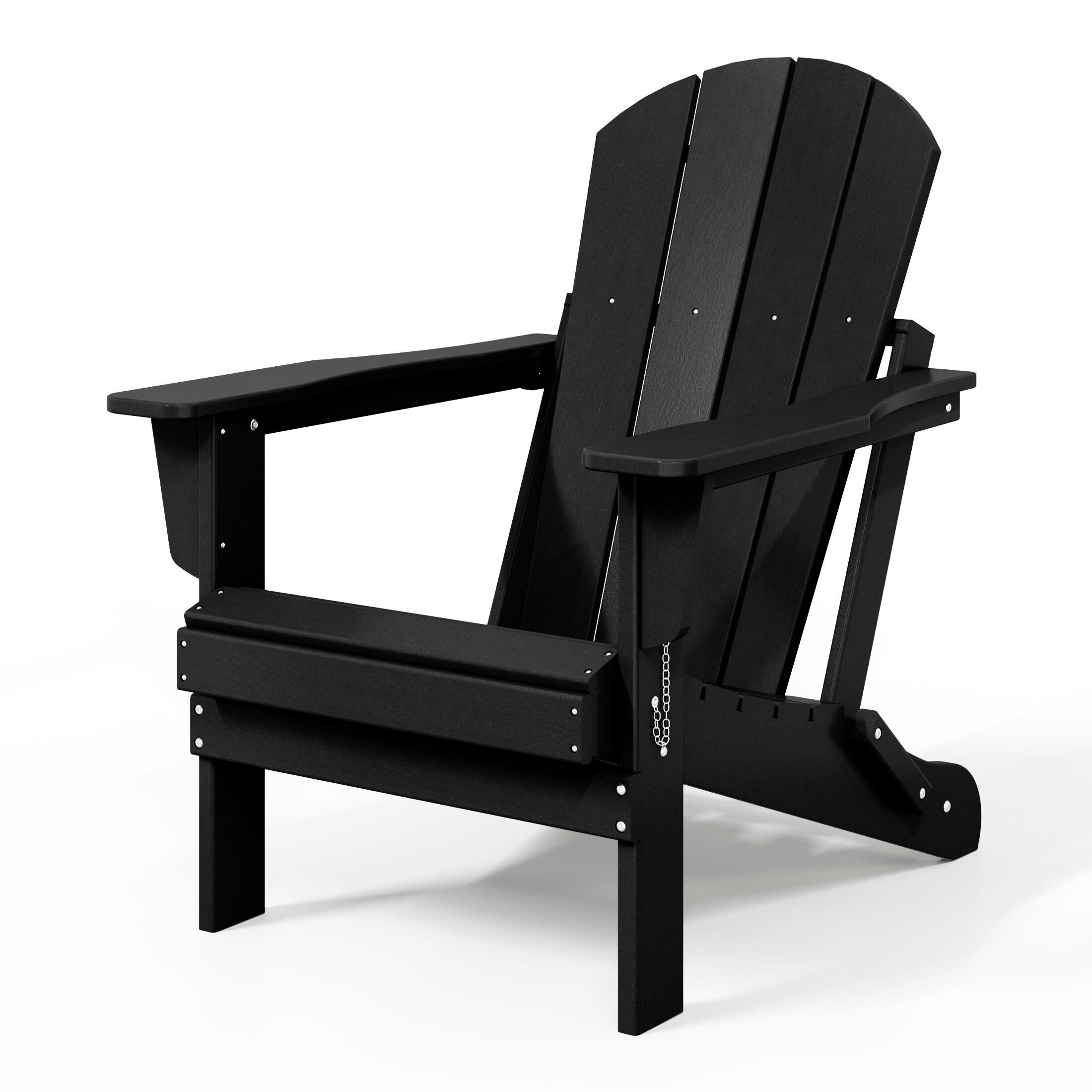 Westin Furniture Newport Folding Poly Adirondack Chair (Set of 2), Black, large