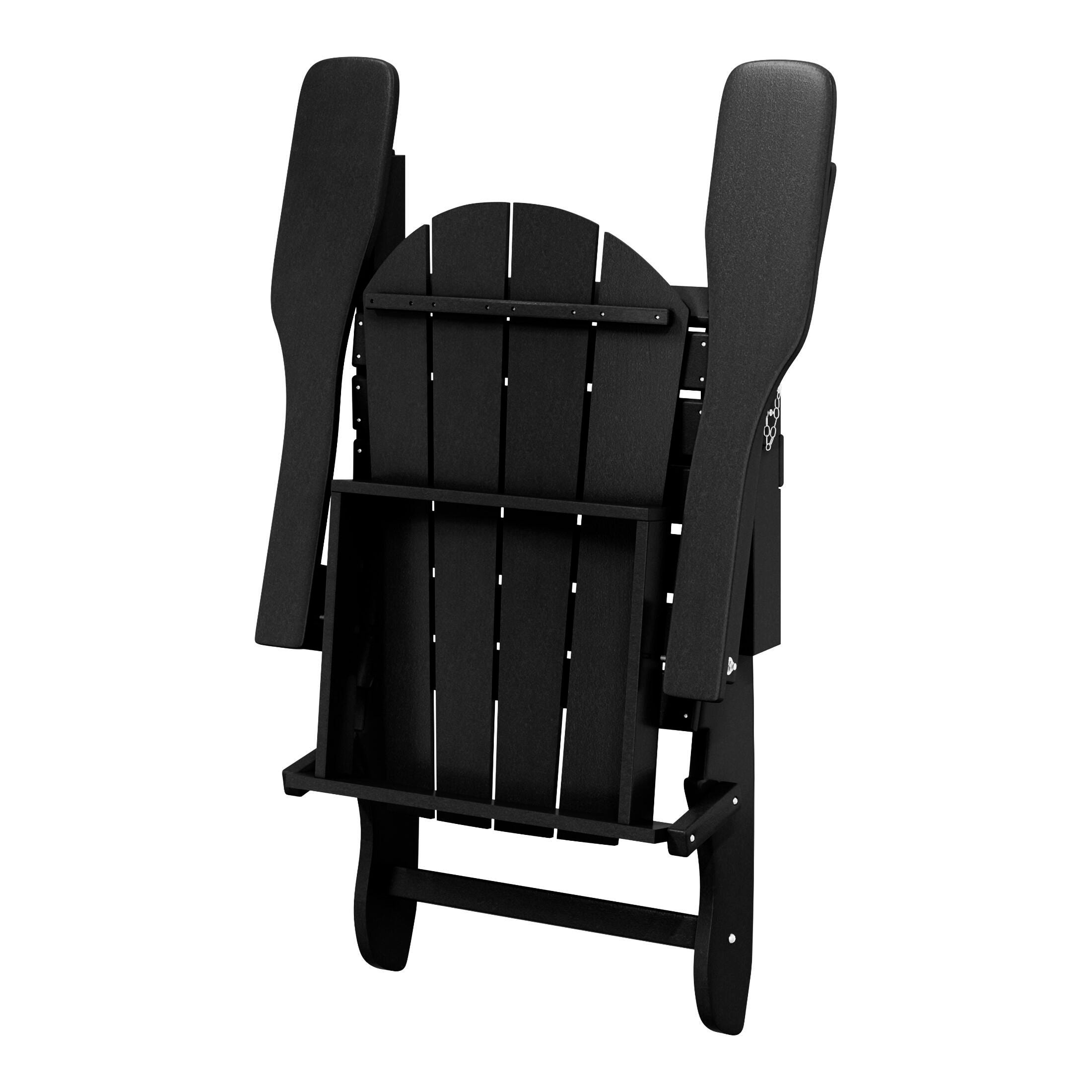 Westin Furniture Newport Folding Poly Adirondack Chair (Set of 2), Black, large