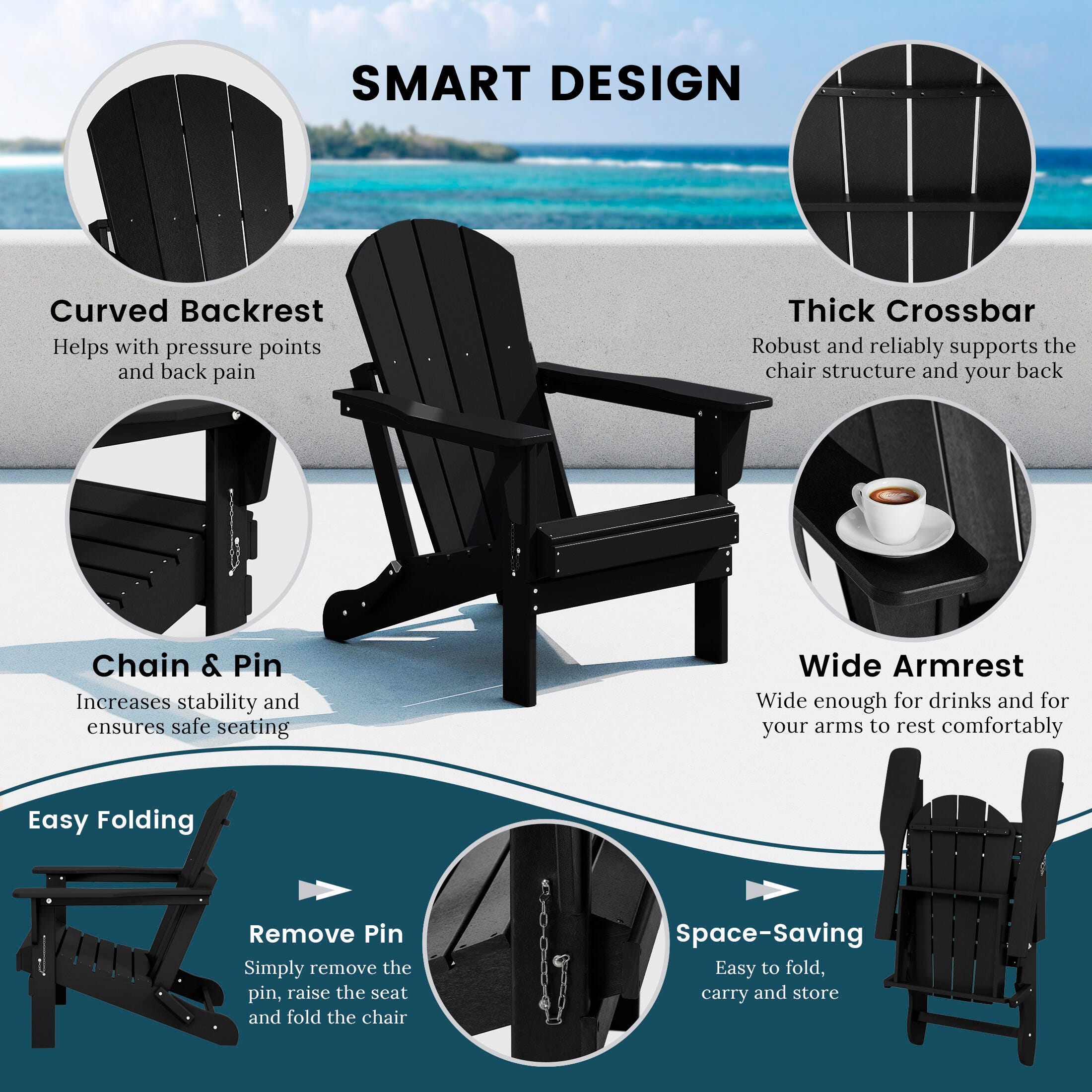 Westin Outdoor Newport Folding Adirondack Chair (set of 2) | Ashley