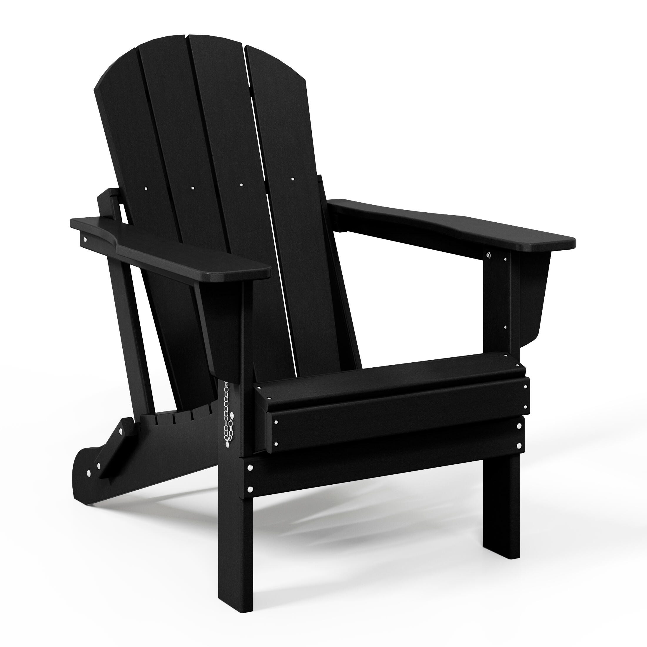 Westin Furniture Newport Folding Poly Adirondack Chair (Set of 2), Black, large