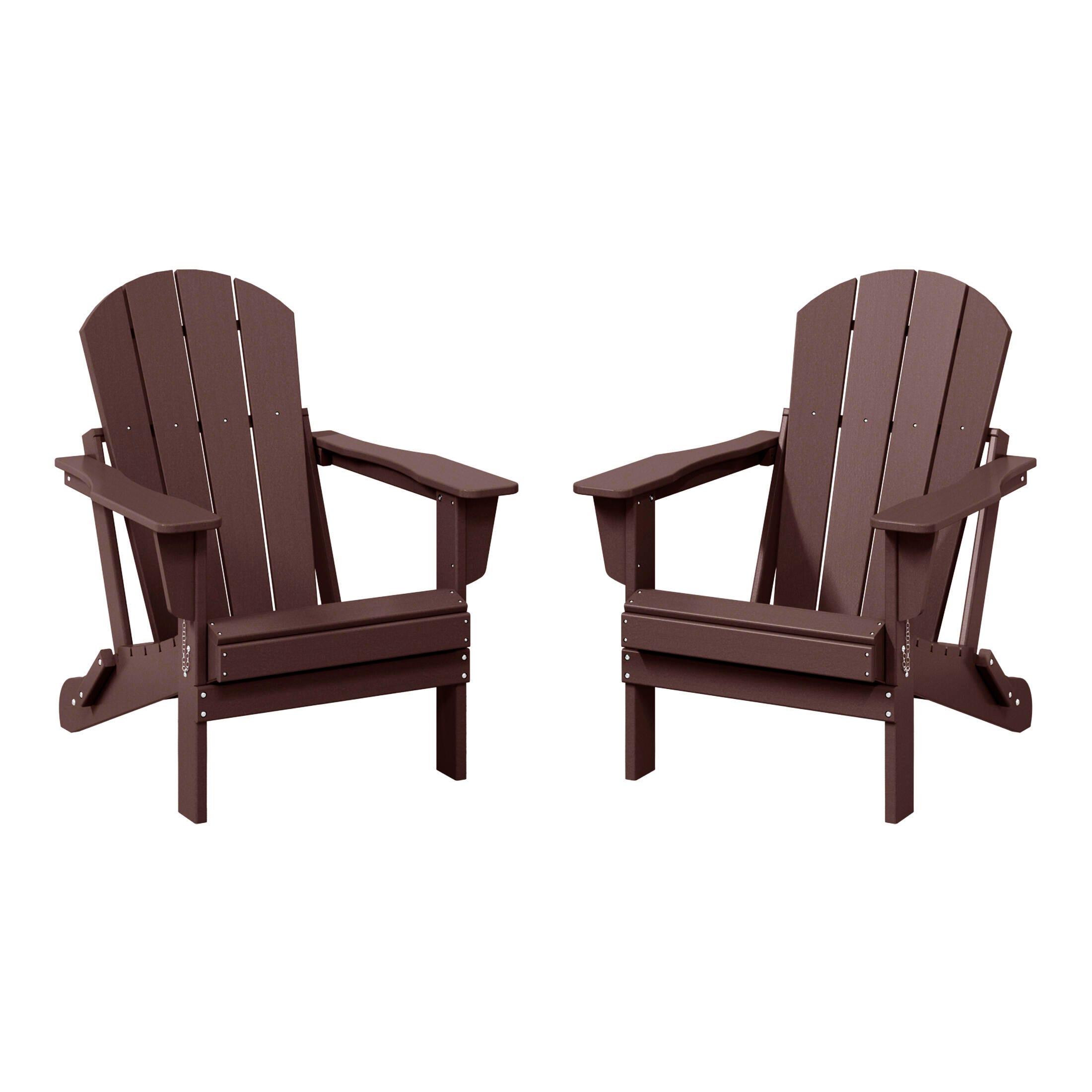 Westin Outdoor Newport Folding Poly Adirondack Chair (set Of 2), Dark Brown, large